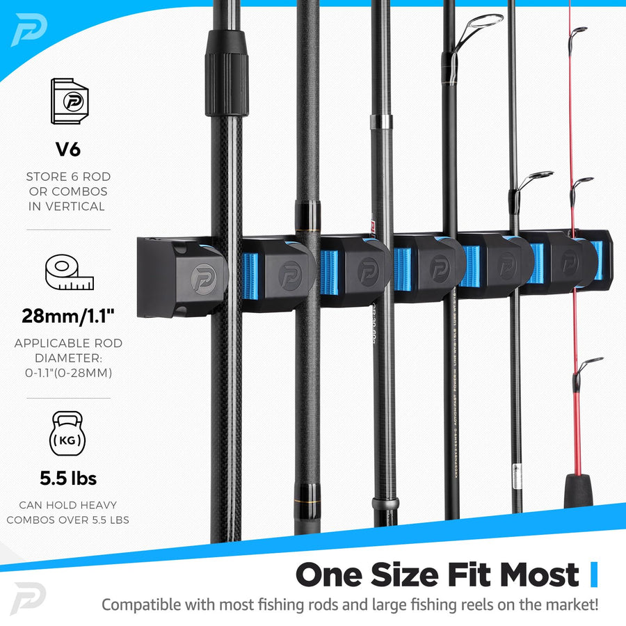 V Rod Rack PLUSINNO V6 Fishing Rods Holder Vertical Wall Mount Fishing Rod Rack f ...