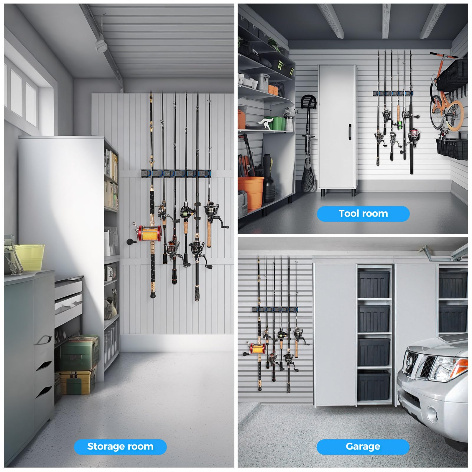 V Rod Rack PLUSINNO V6 Fishing Rods Holder Vertical Wall Mount Fishing Rod Rack f ...