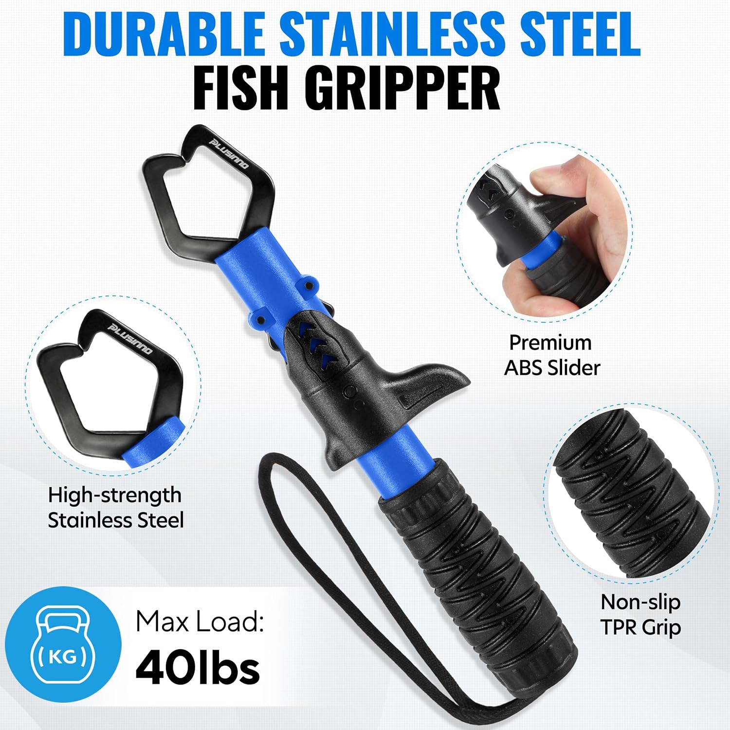 PLUSINNO Fishing Net Carbon Fiber Long Fish Net and fishing plier can easily split rings,