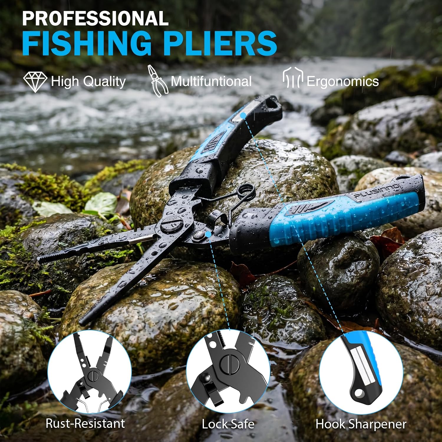PLUSINNO Fishing Backpack with Fishing Gear, Tackle Box, Fish Accessories & Tools
