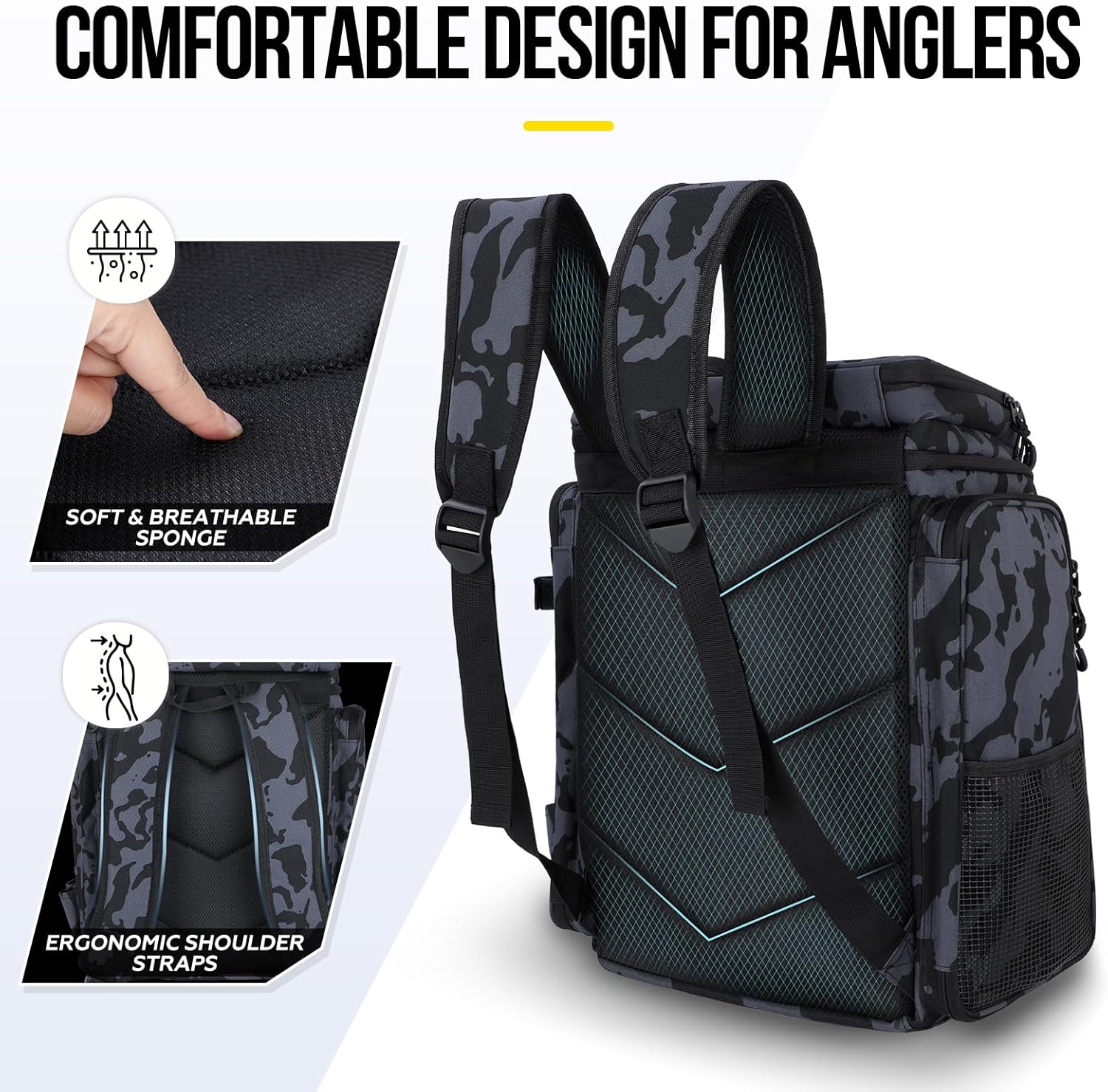 PLUSINNO Fishing Backpack with 111PCS Tackle Boxes and 42L Waterproof tackle Backpack,Lures,Tools,Pliers & Accessories, Fishing Gifts for Men