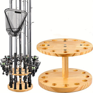 Wooden Fishing Rod Holders for Garage, 12 Holes Rod Rack, Vertical Fishing Pole Holders Floor Stand, Storage 12 Fishing Rods & Reel Combo, Great Father's Day Fishing Gifts for Men