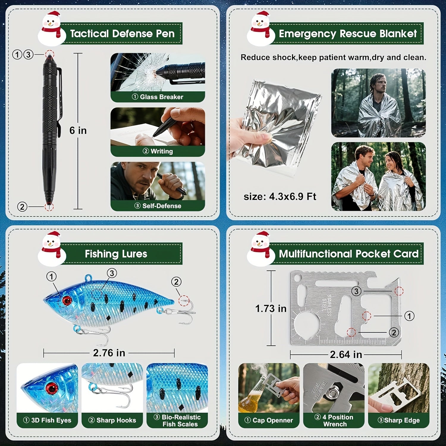 [TOP CHRISTMAS GIFTS] 24-Day Survival Advent Calendar - 24PCS Outdoor Survival Kit | Emergency Gear for Camping, Hiking, Fishing | Perfect Gifts for Him/Her, Men & Women | Includes Multi-Tool, Compass, Fire Starter, Paracord & First Aid