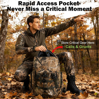 All-Weather 45L Hunting Backpack – Waterproof + Rain Cover + Padded Scabbard | Must-Have Gear for Deer Hunters | Great Gift To Chose