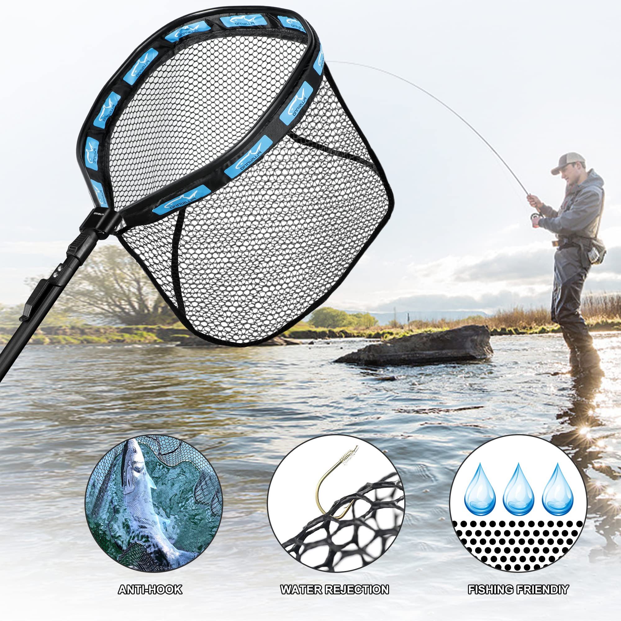 eq2 fishing net PLUSINNO FN2 Oval Floating Fish Landing Net – Plusinno