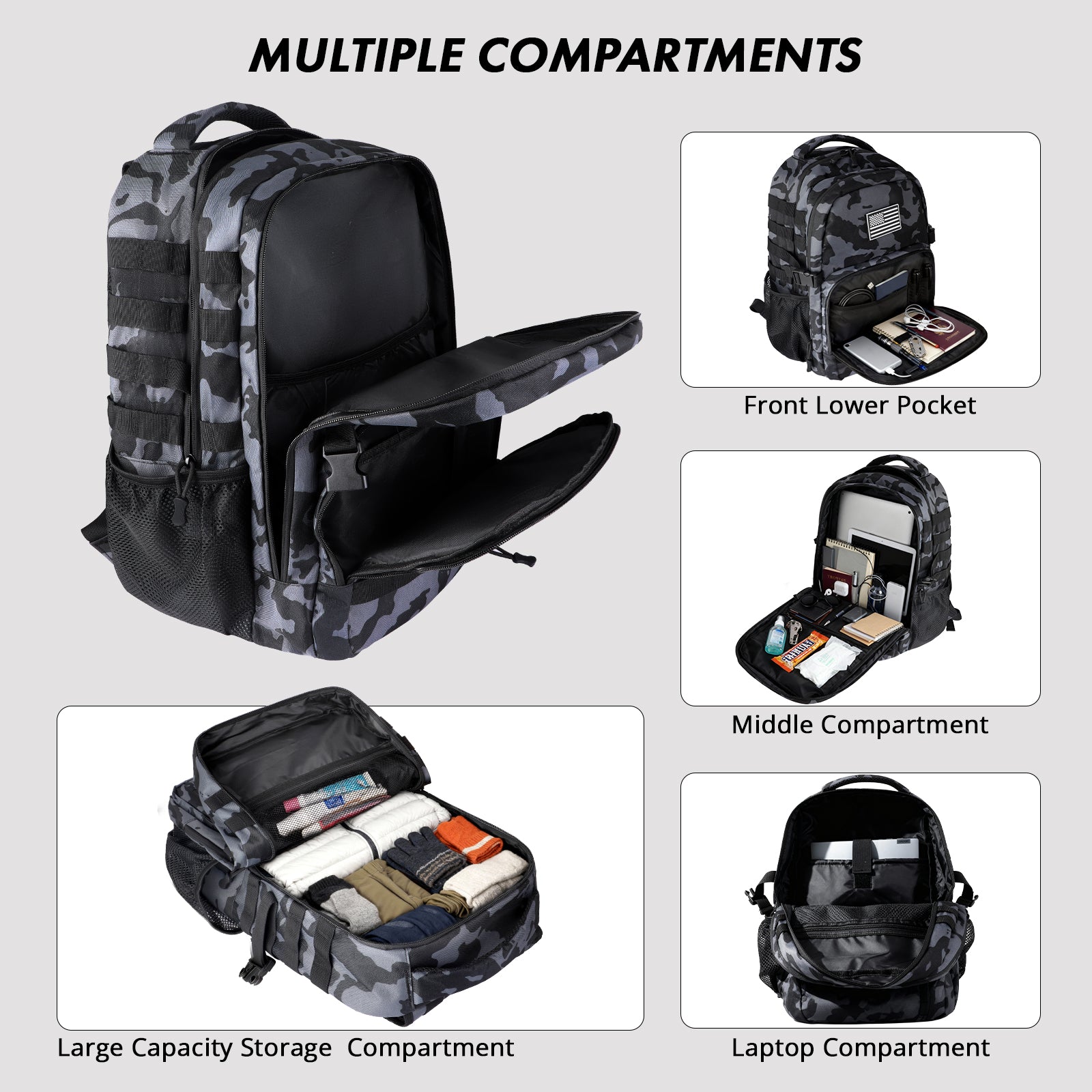 Large Capacity Backpack For Men And Women, Military Travel Backpack, Laptop Backpack, 3-day Emergency Backpack, Suitable For Work, Business, Camping, Hiking, Travel, Holiday Travel, Party Gifts
