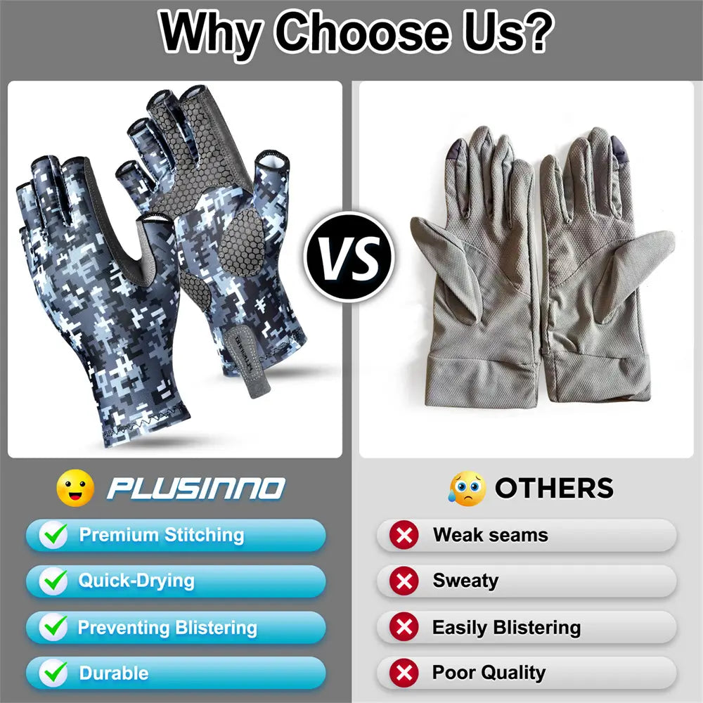 PLUSINNO Fingerless Kayaking Fishing Gloves