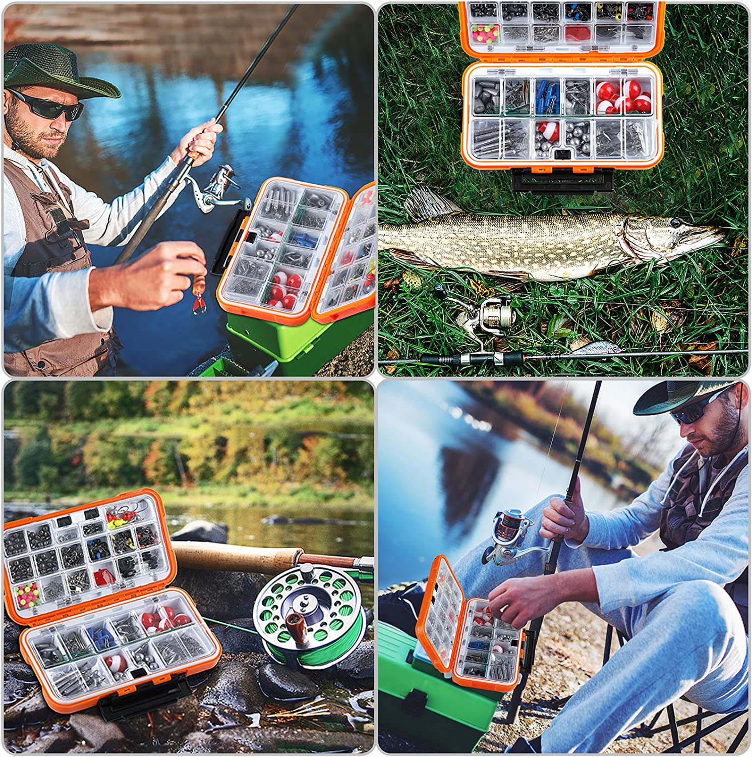 PLUSINNO 343pcs Kit de accesorios de pesca