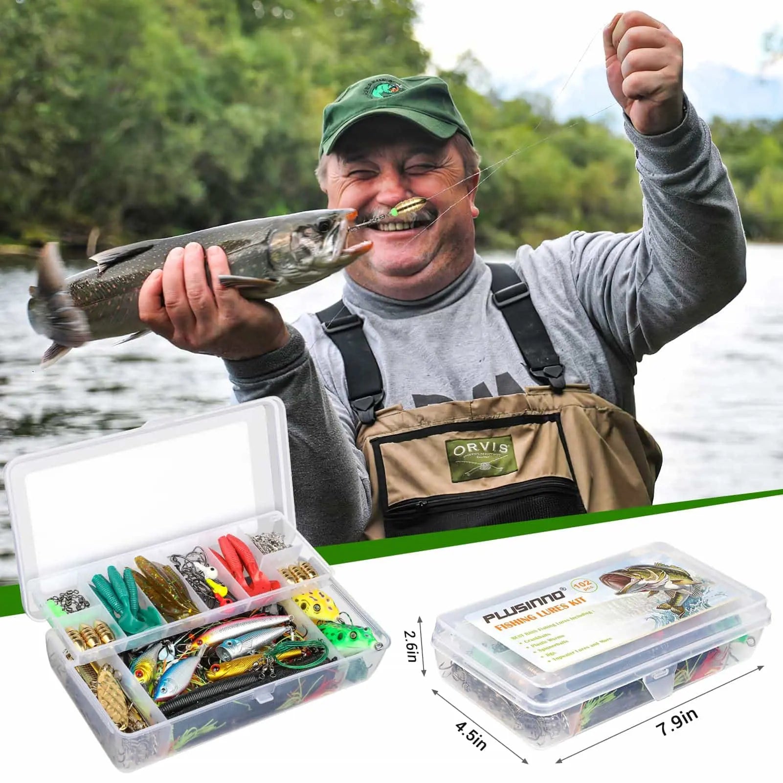 PLUSINNO 102Pcs Fishing Lures Kit – Plusinno