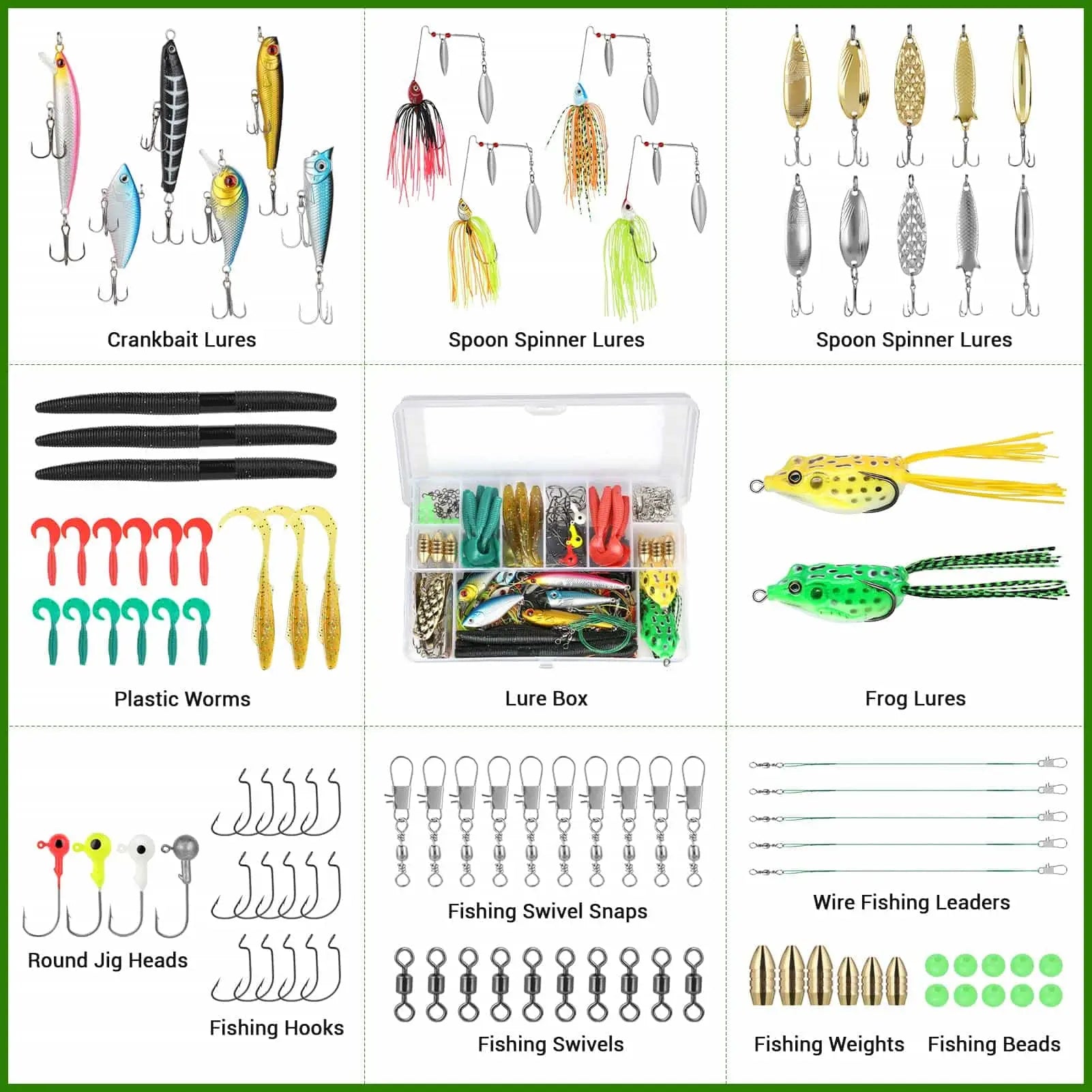 PLUSINNO 102 piezas Kit de señuelos de pesca