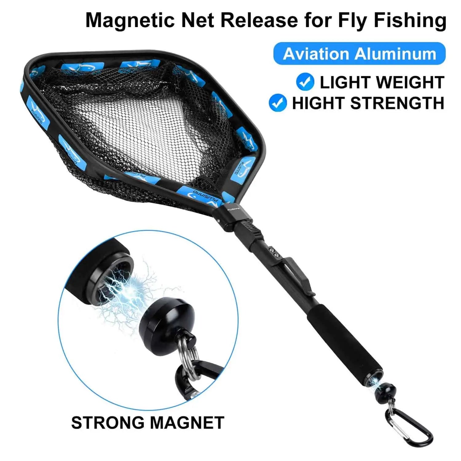 PLUSINNO FN2 Square Floating Fish Landing Net with Magnetic Release –  Plusinno