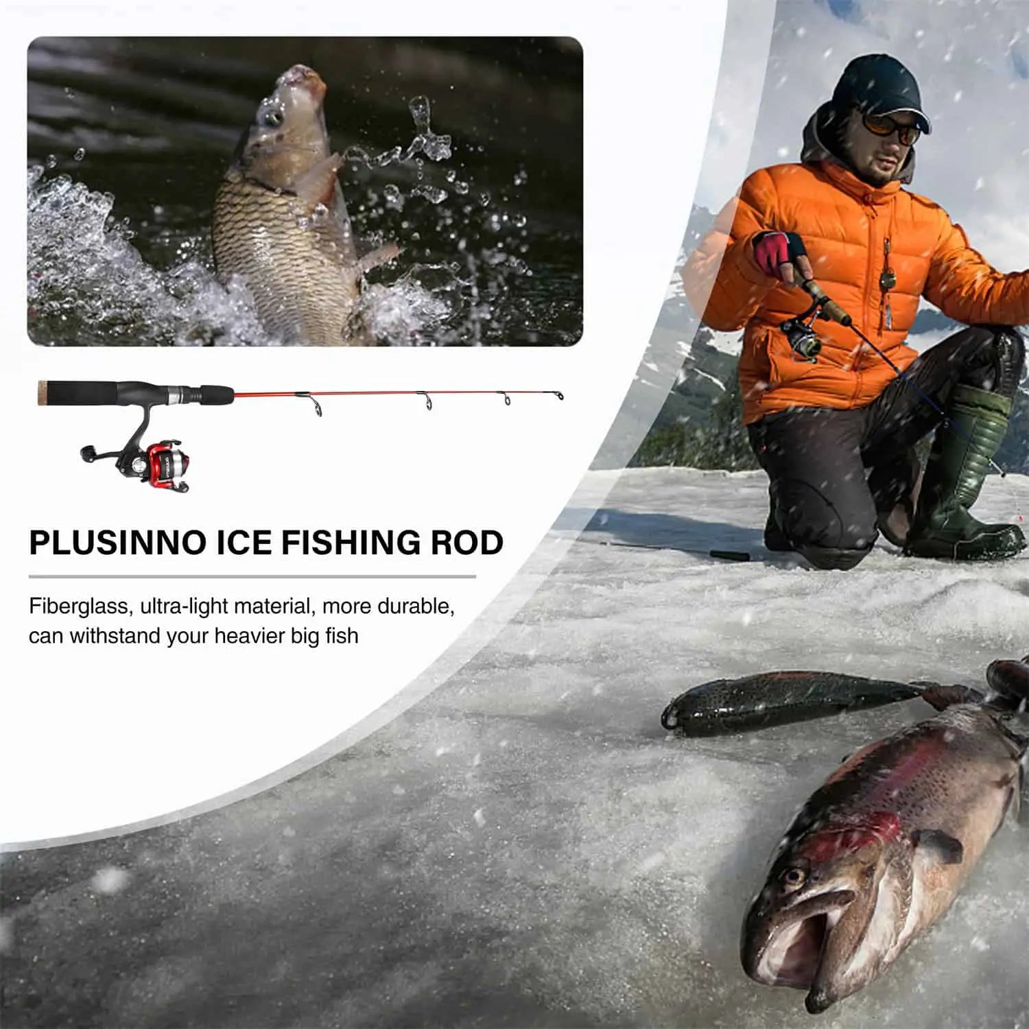 PLUSINNO ICE Ⅰ Peine de carrete de caña de pescar en hielo Kit completo