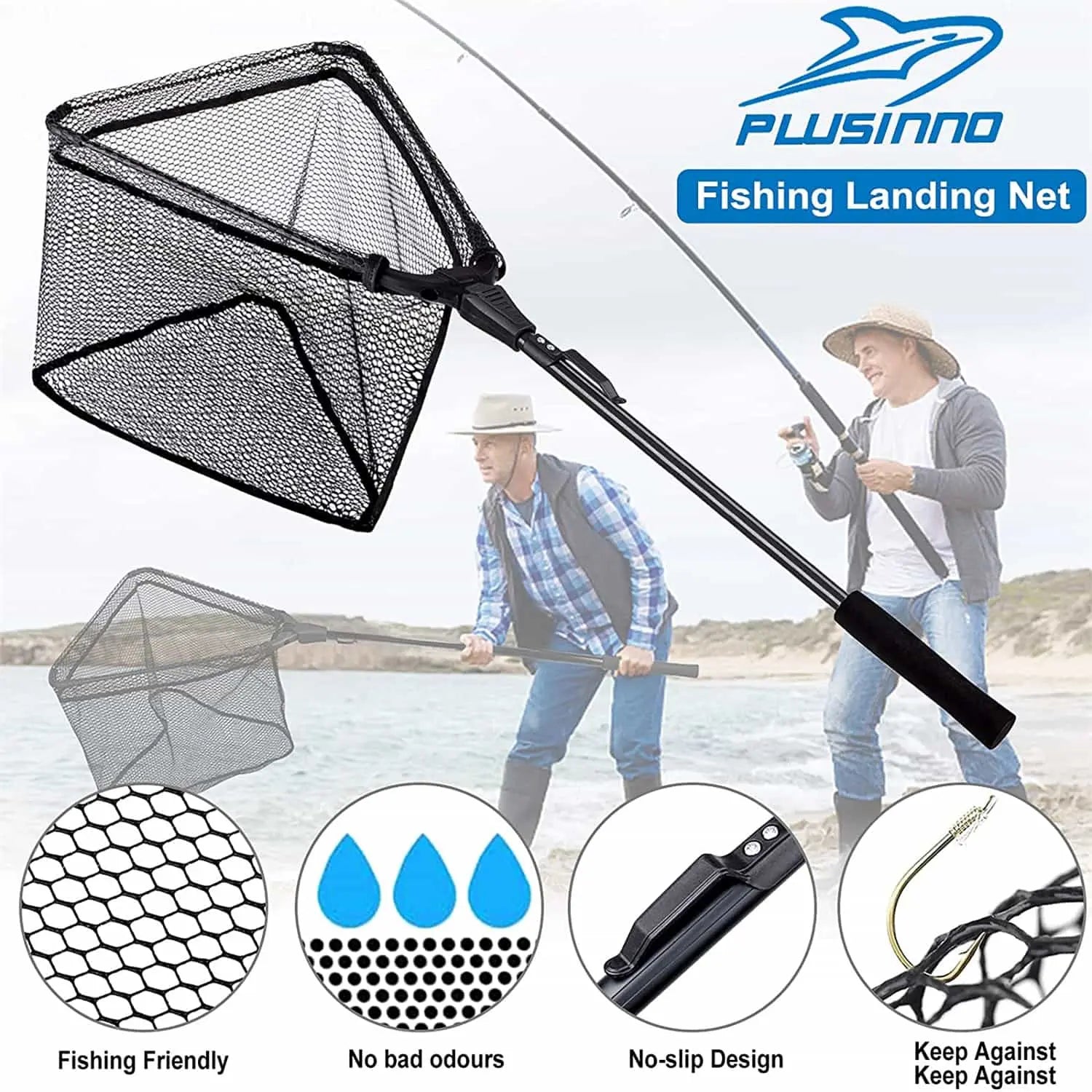 PLUSINNO FN8 Fish Landing Net with Fixed Pole