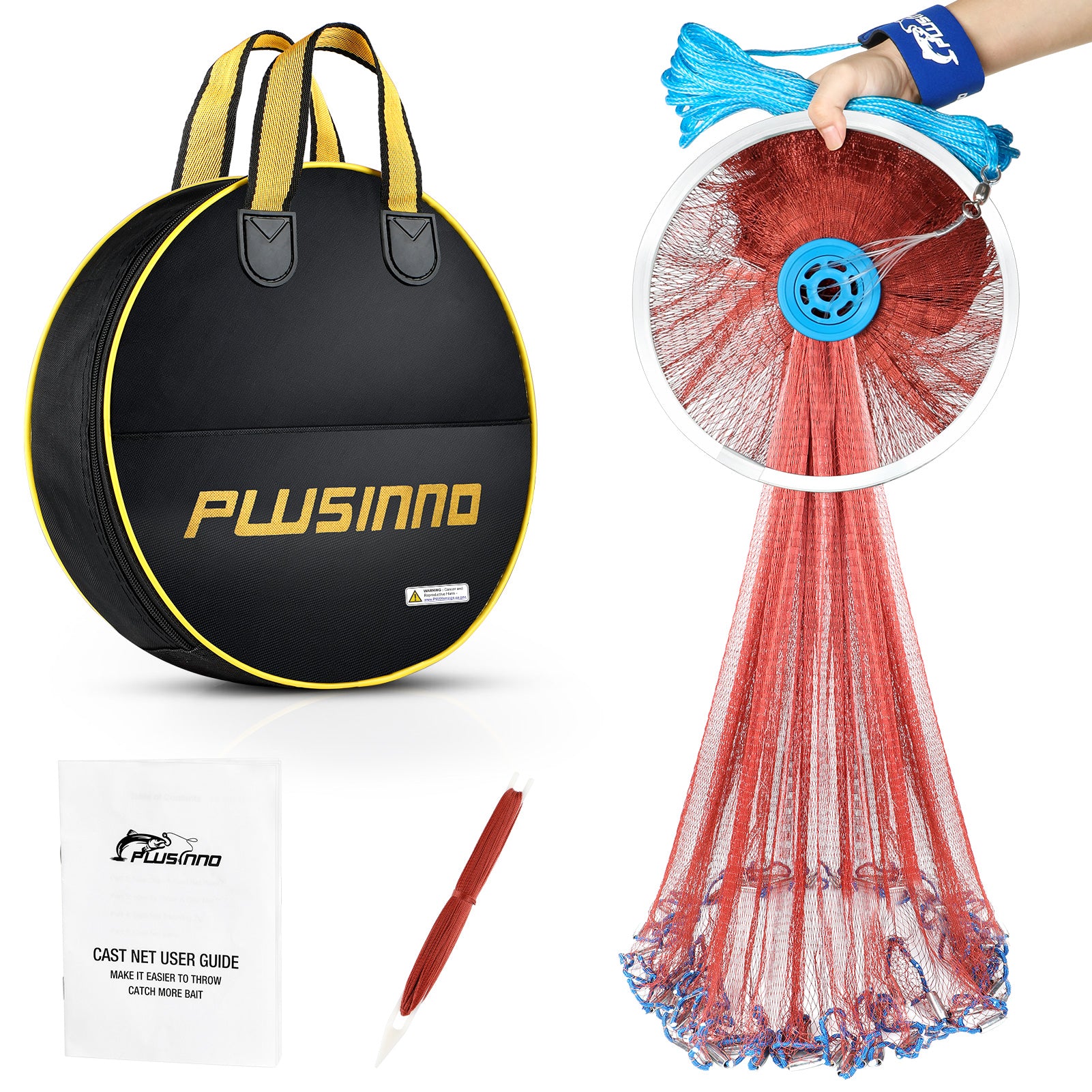 PLUSINNO Cast Net with Aluminum Frisbee