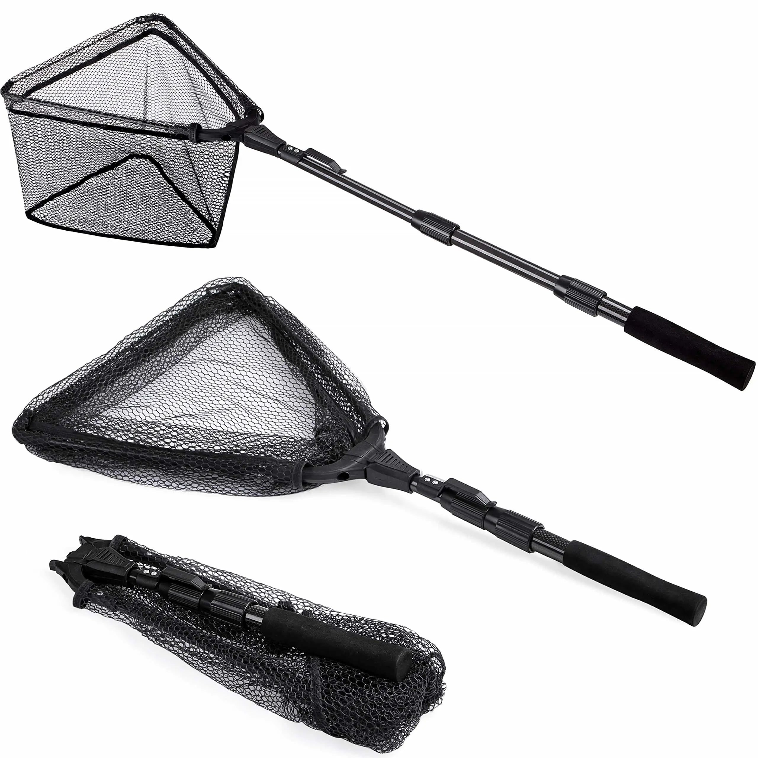 PLUSINNO FN9 Fish Landing Net with Foldable Telescopic Pole Handle