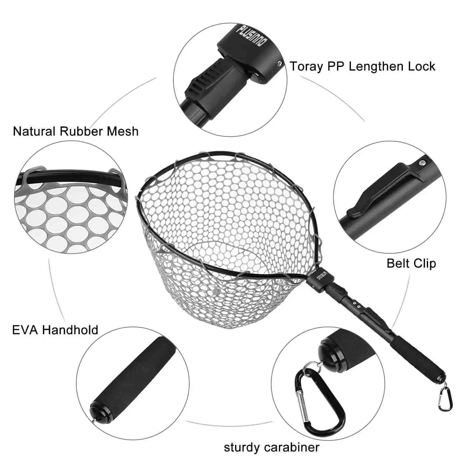 PLUSINNO FN6 Soft Rubber Fly Fishing Net