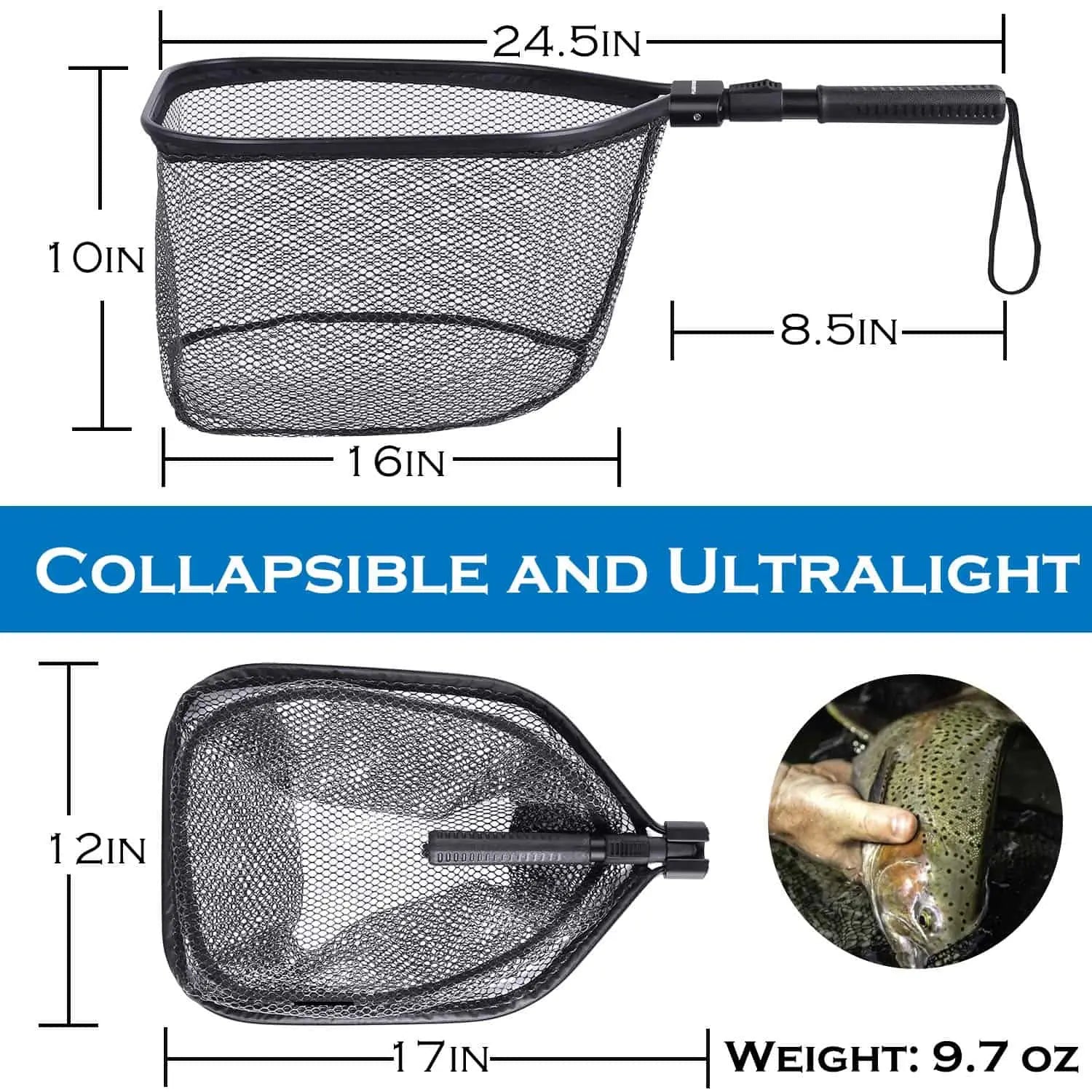 PLUSINNO FN5 Soft Rubber Fly Fishing Net