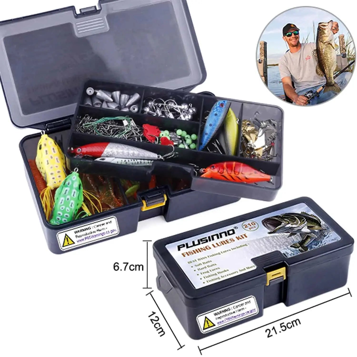 PLUSINNO 210Pcs Fishing Lure Kit