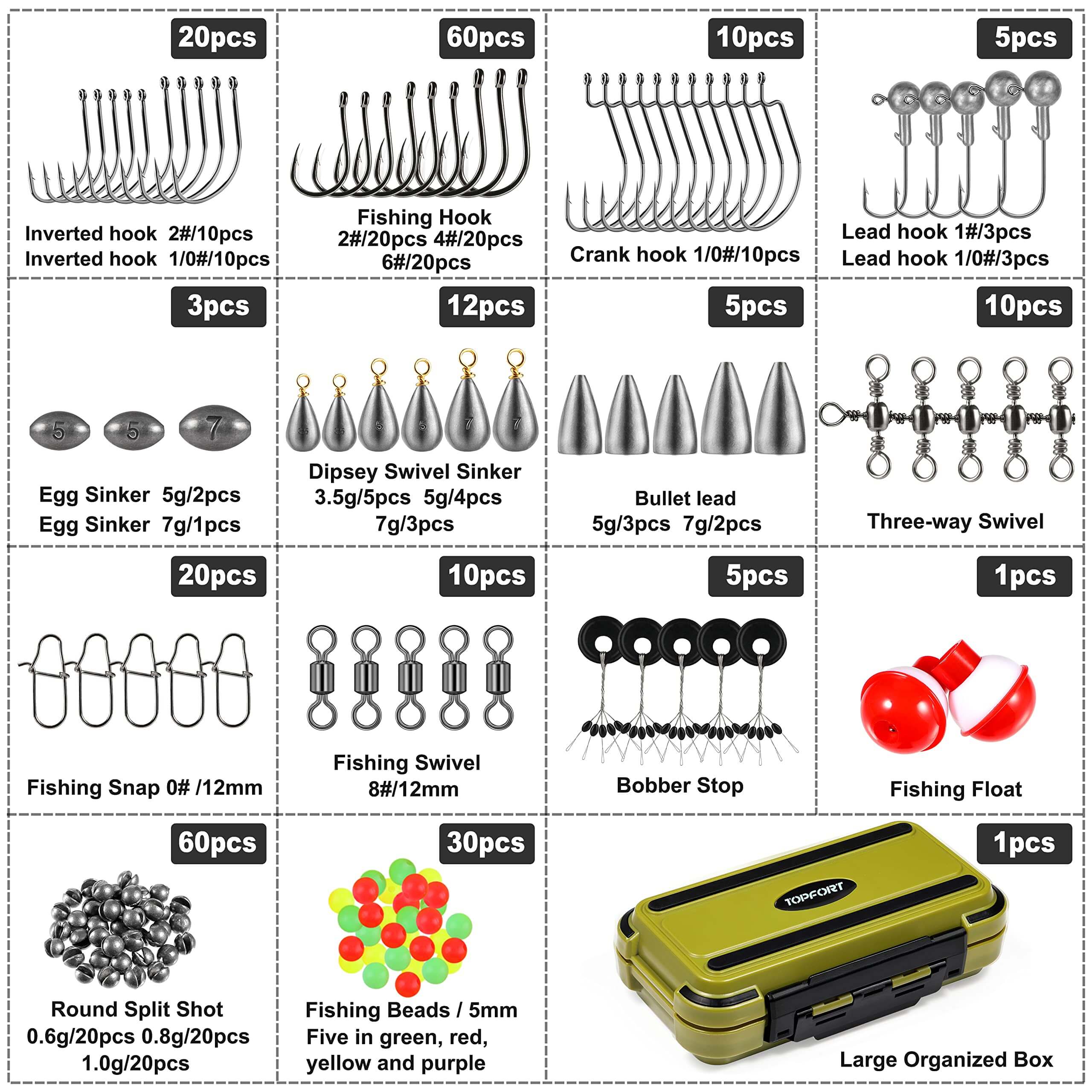 PLUSINNO 251 Pcs Fishing Accessories Kit