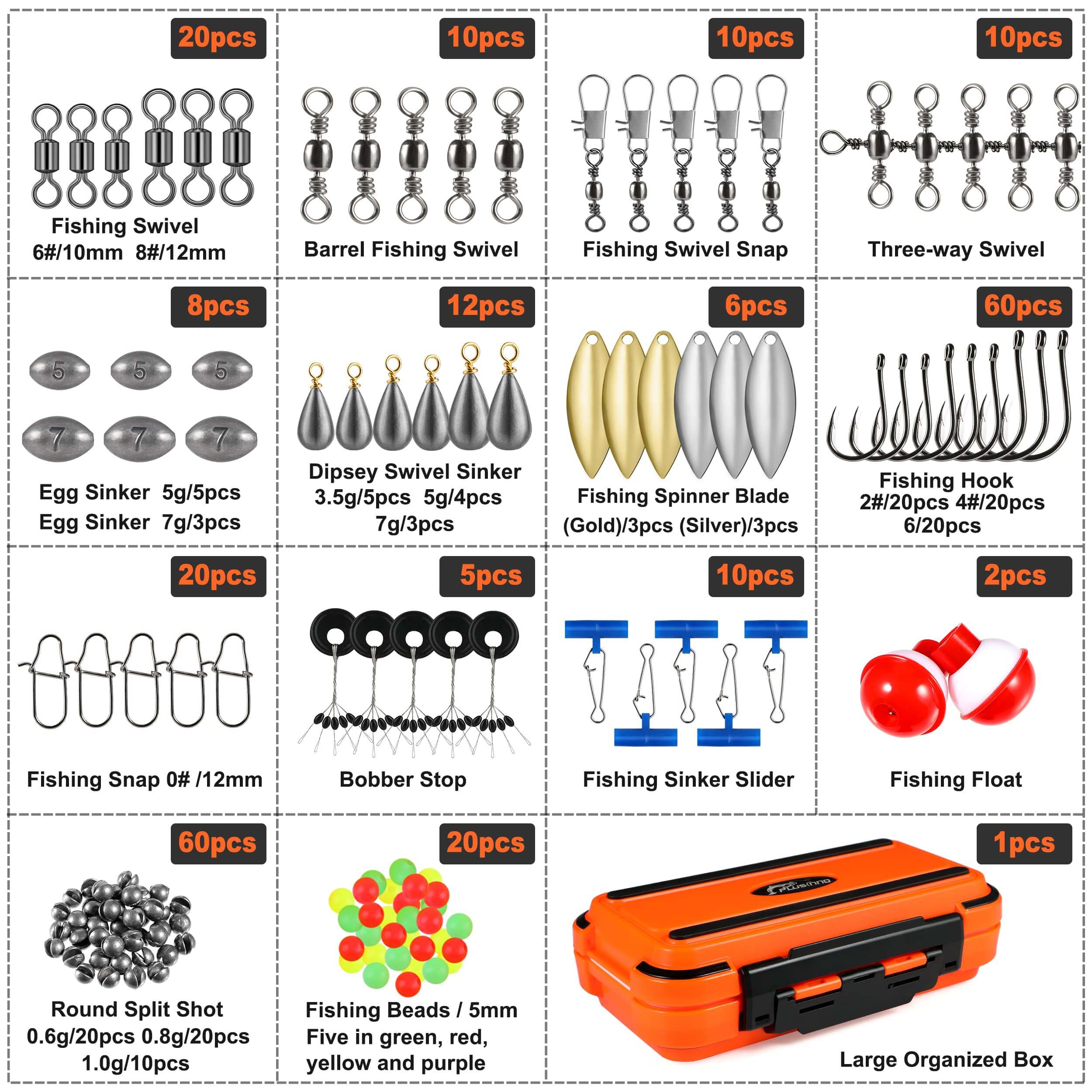 Plusinno 253 piezas Kit de accesorios de pesca