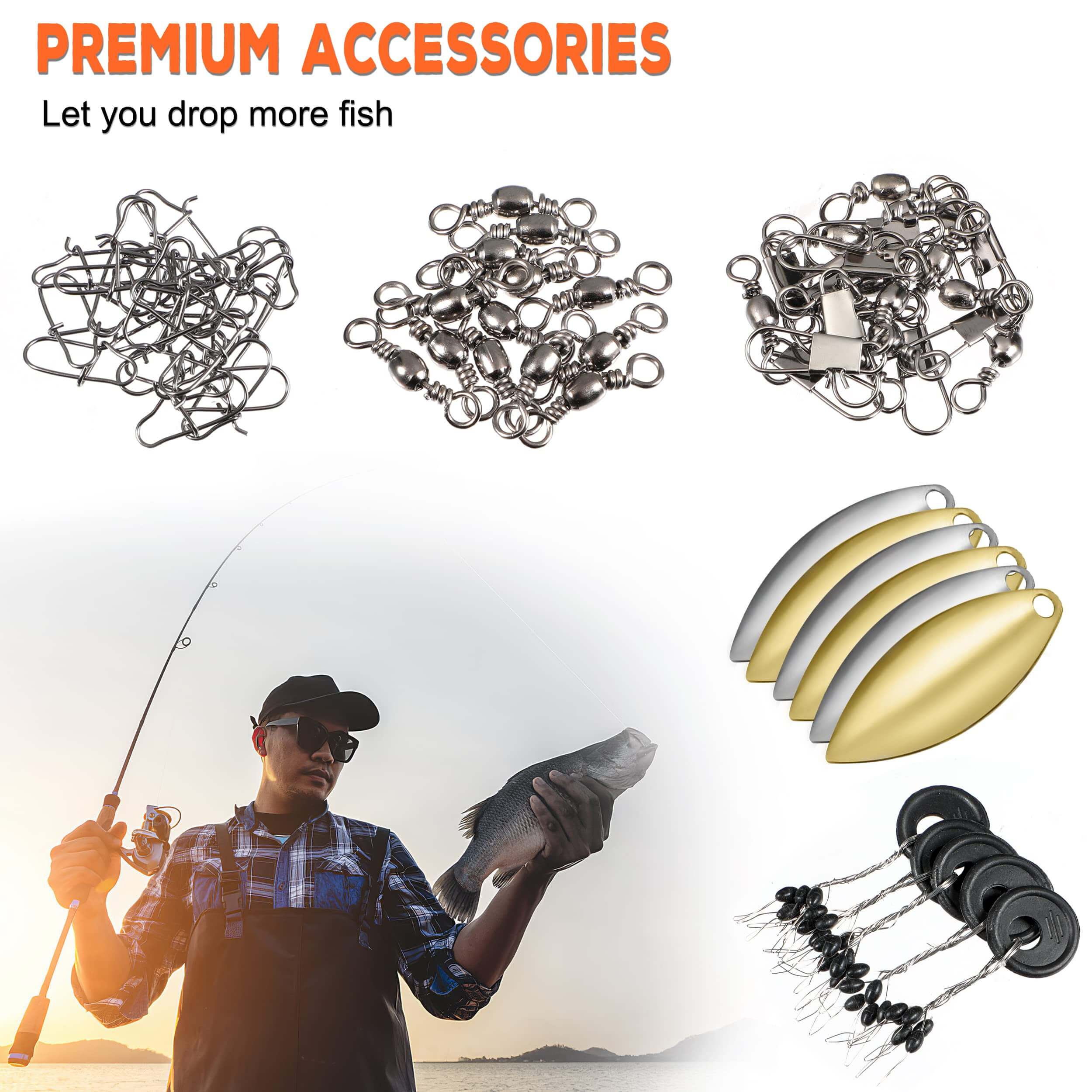 Plusinno Kit d'accessoires de pêche 253 pièces