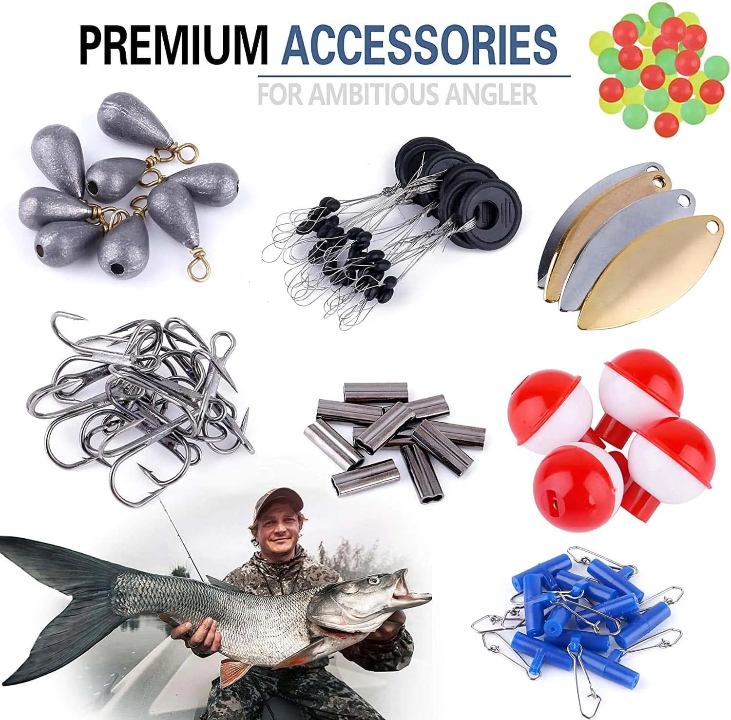 PLUSINNO 343pcs Fishing Accessories Kit, Including Jig Hooks, Bullet Bass  Casting Sinker Weights, Fishing Swivels Snaps, Sink