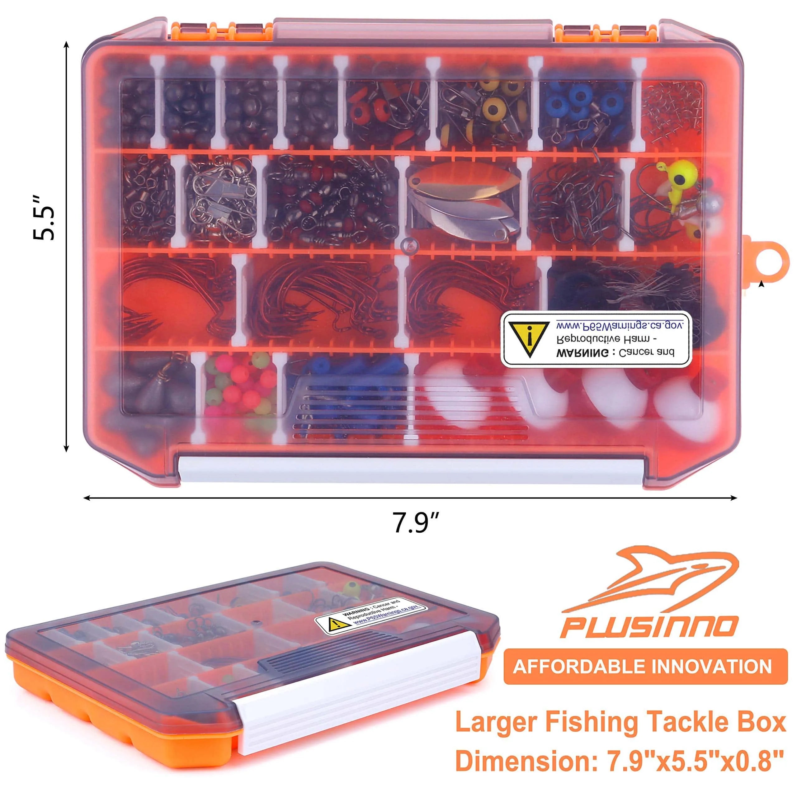 PLUSINNO 253/108pcs Fishing Accessories Kit, Fishing Tackle Box with Tackle  Included, Fishing Hooks, Fishing Weights, Spinner Blade, Fishing Gear for