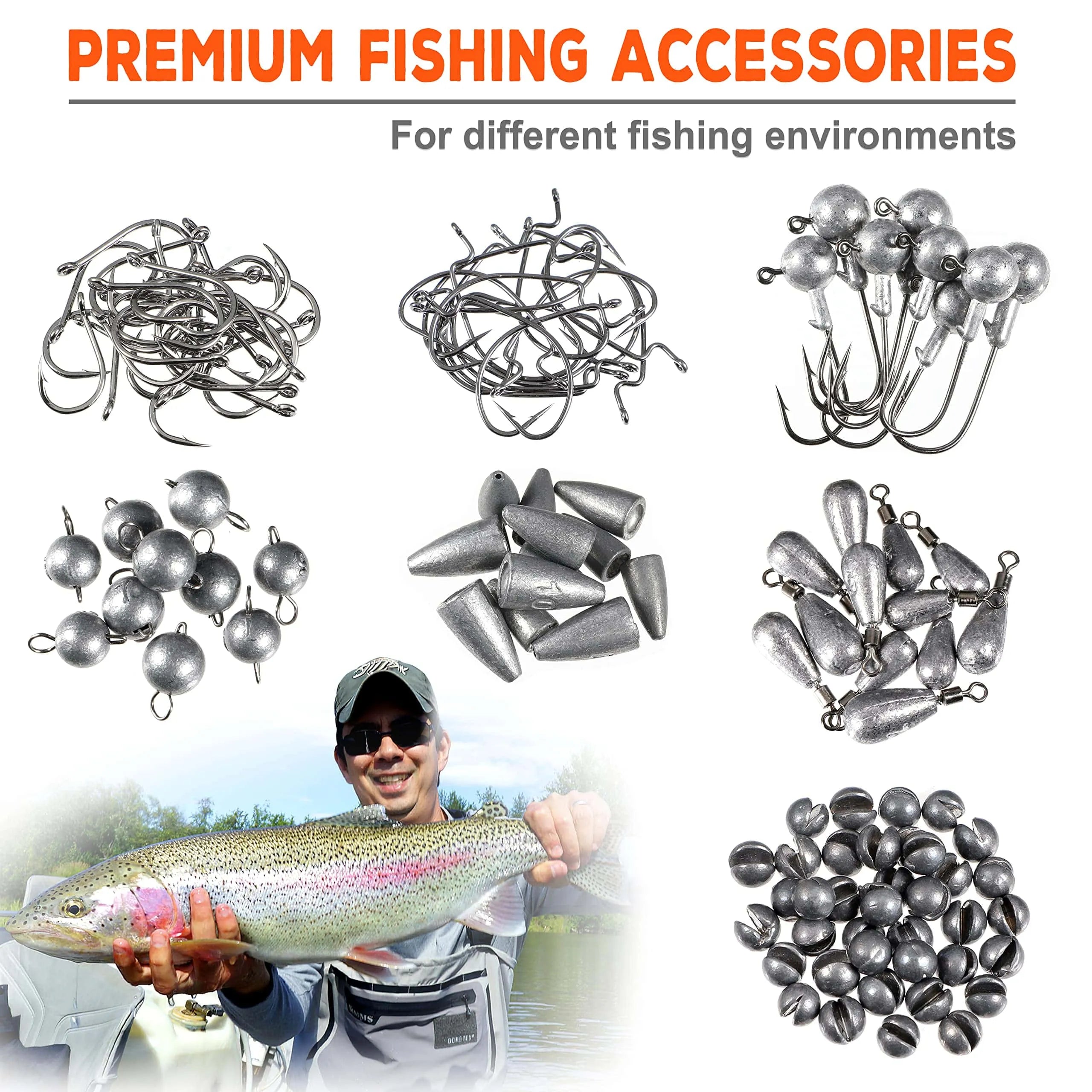 PLUSINNO Kit d'accessoires de pêche 264 pièces