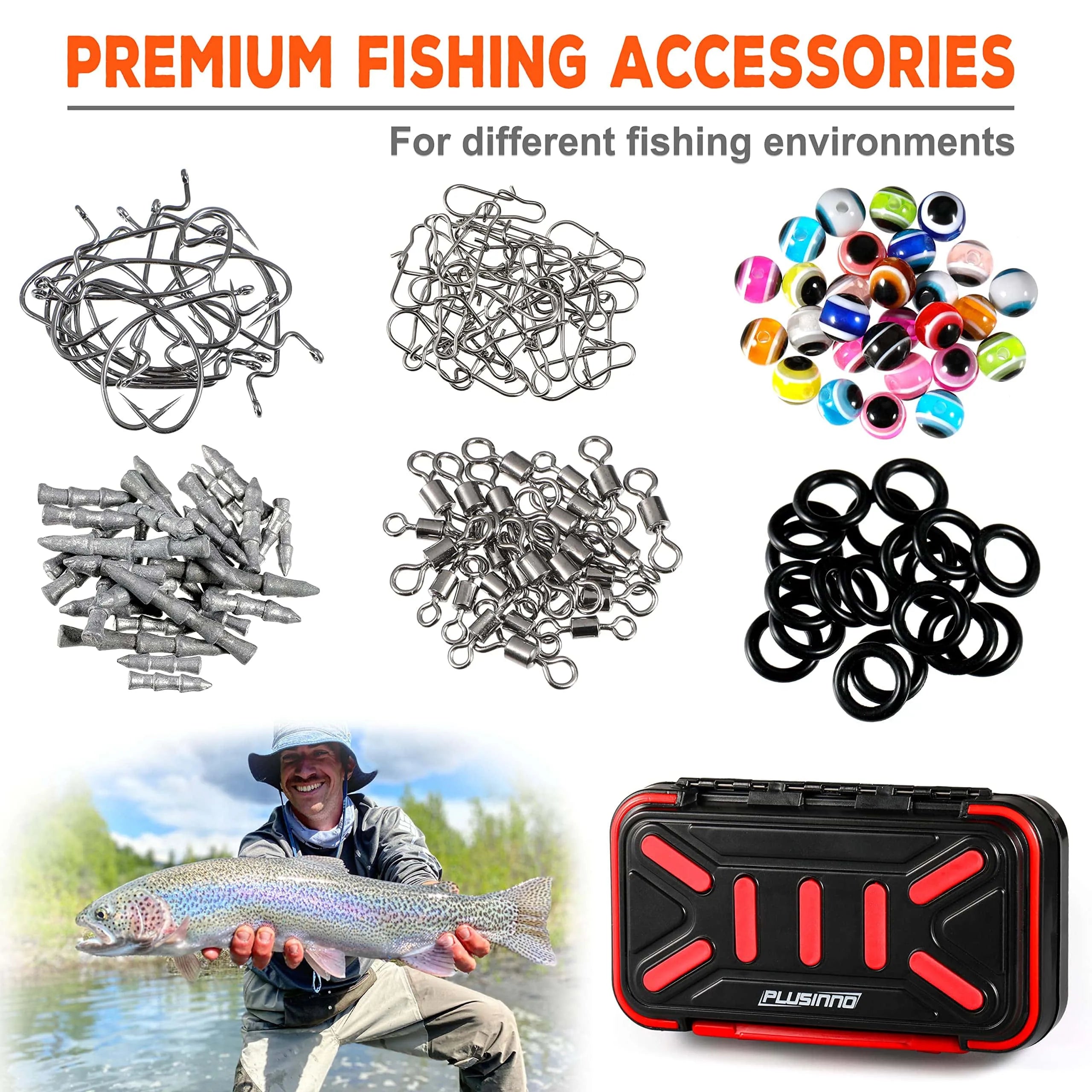 PLUSINNO 264 pcs Fishing Accessories Kit