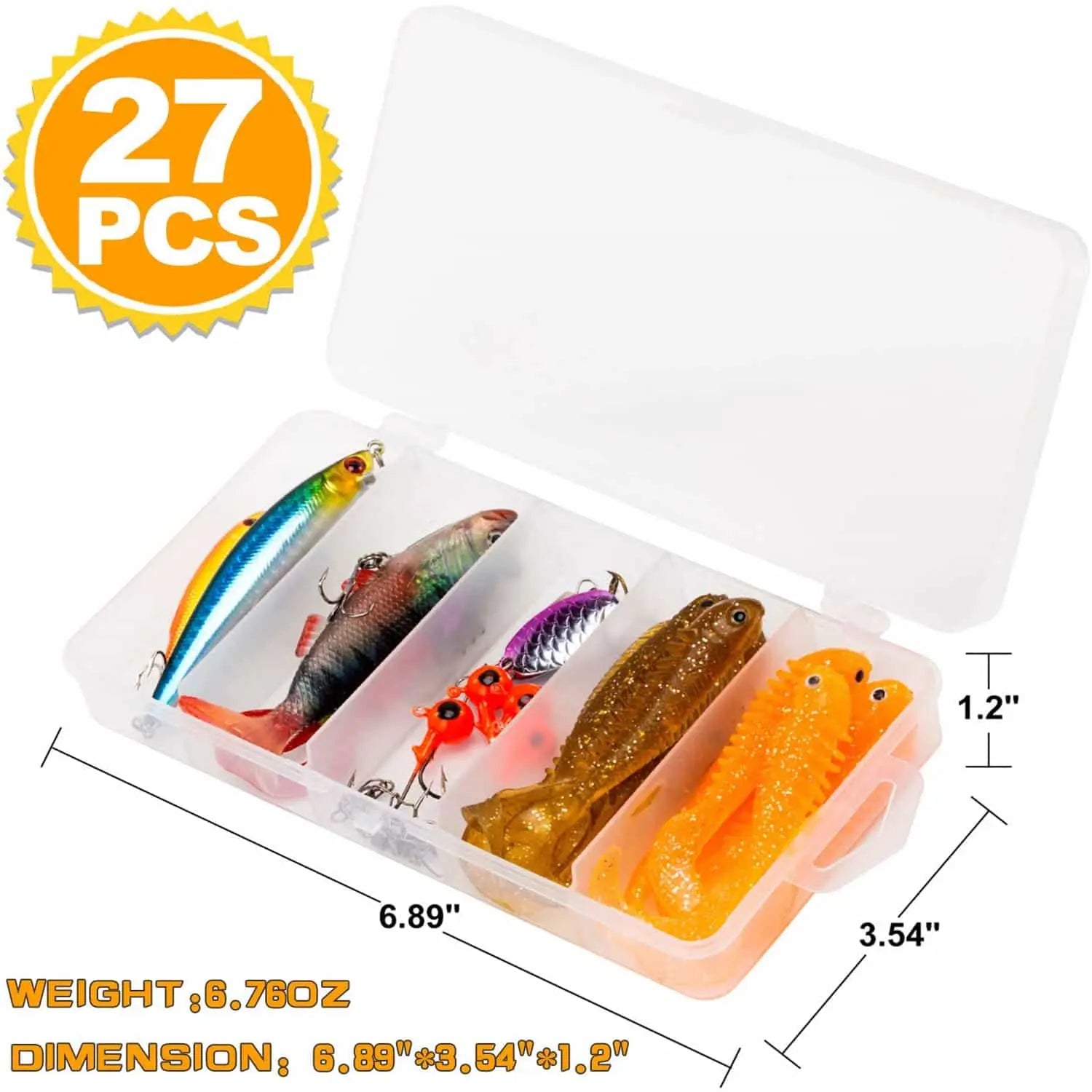 PLUSINNO 27 piezas Kit de señuelos de pesca