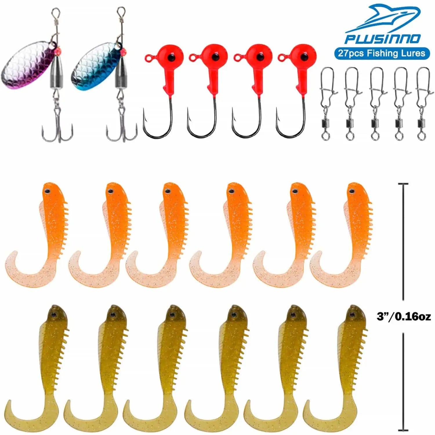 PLUSINNO 27 piezas Kit de señuelos de pesca