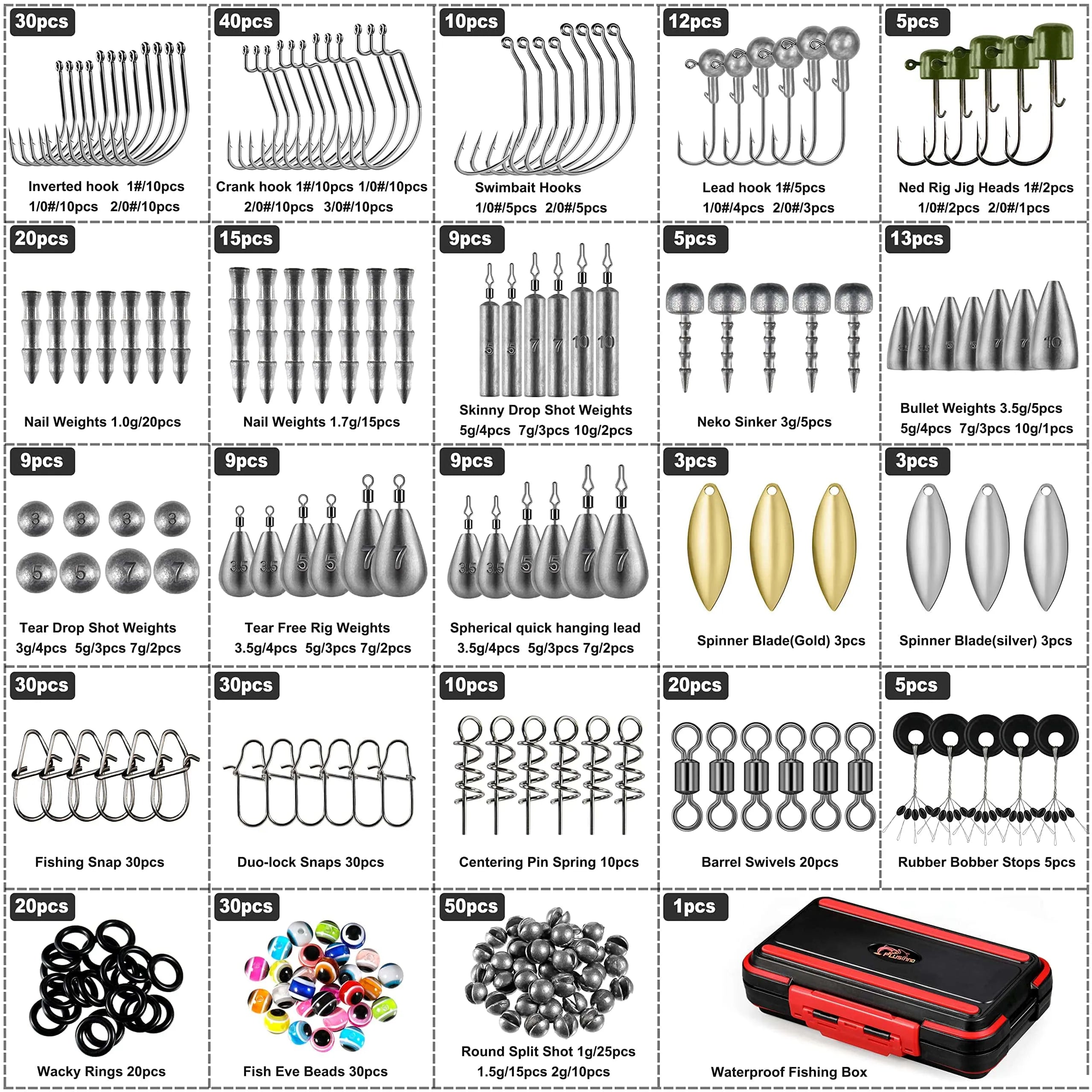 PLUSINNO 387 PCS 釣りアクセサリーキット