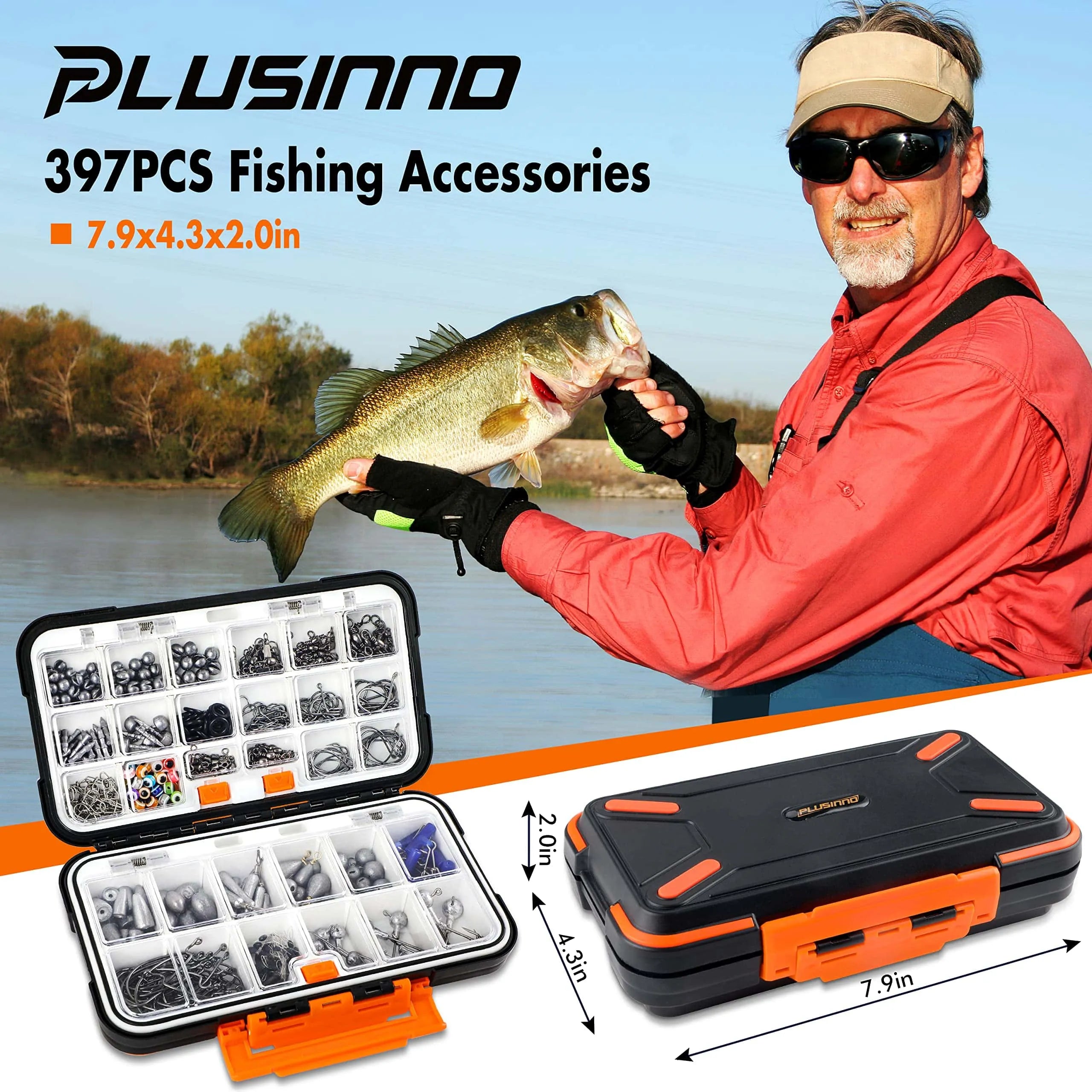 PLUSINNO 253/108pcs Fishing Accessories Kit, Fishing Tackle Box with Tackle  Included, Fishing Hooks, Fishing Weights, Spinner Blade, Fishing Gear for