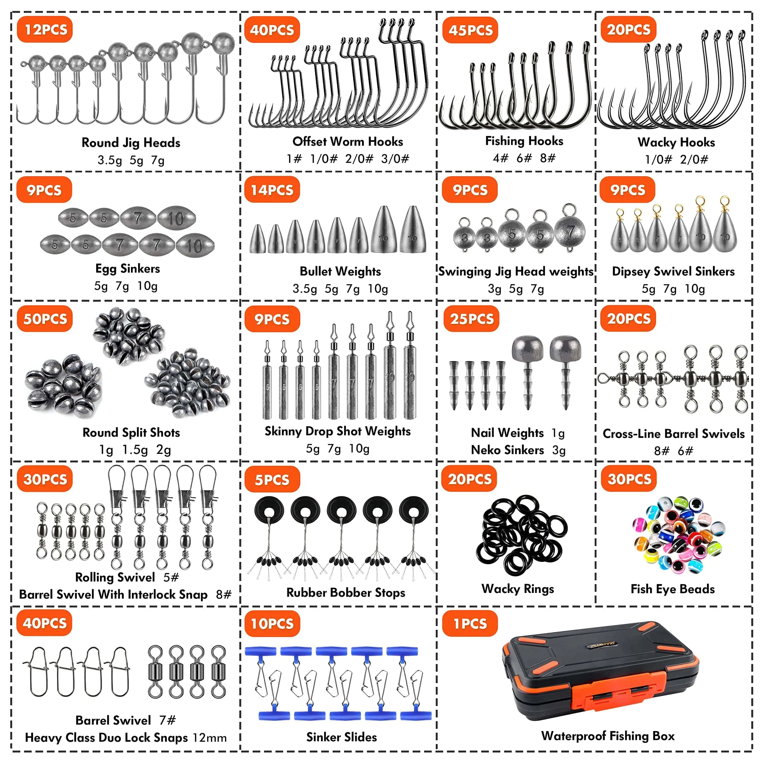 PLUSINNO Kit d'accessoires de pêche 397pcs