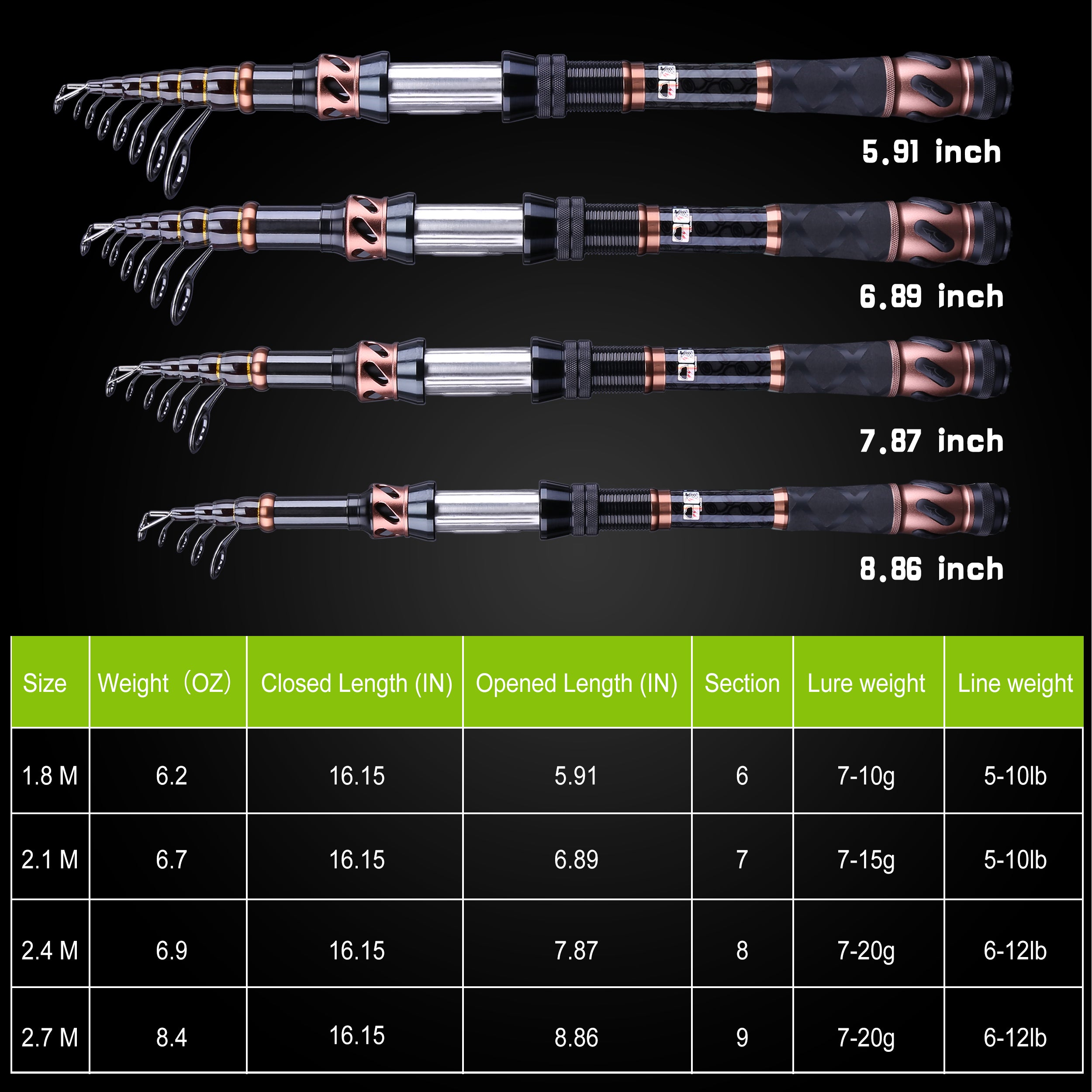 PLUSINNO Eagle Hunting Ⅳ Telescopic Fishing Rods