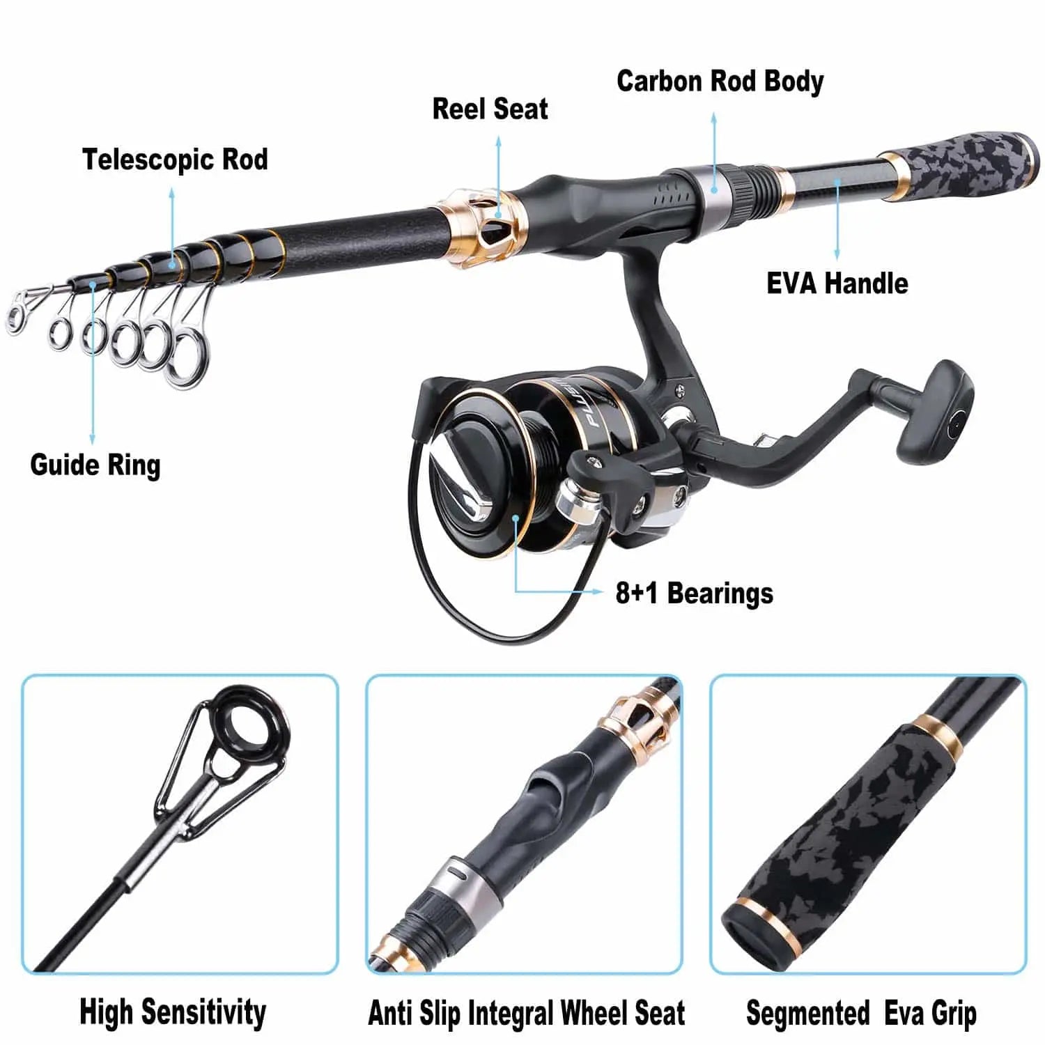 Carbon Fiber Telescopic Fishing Fishing Reels Amazon PLUSINNO