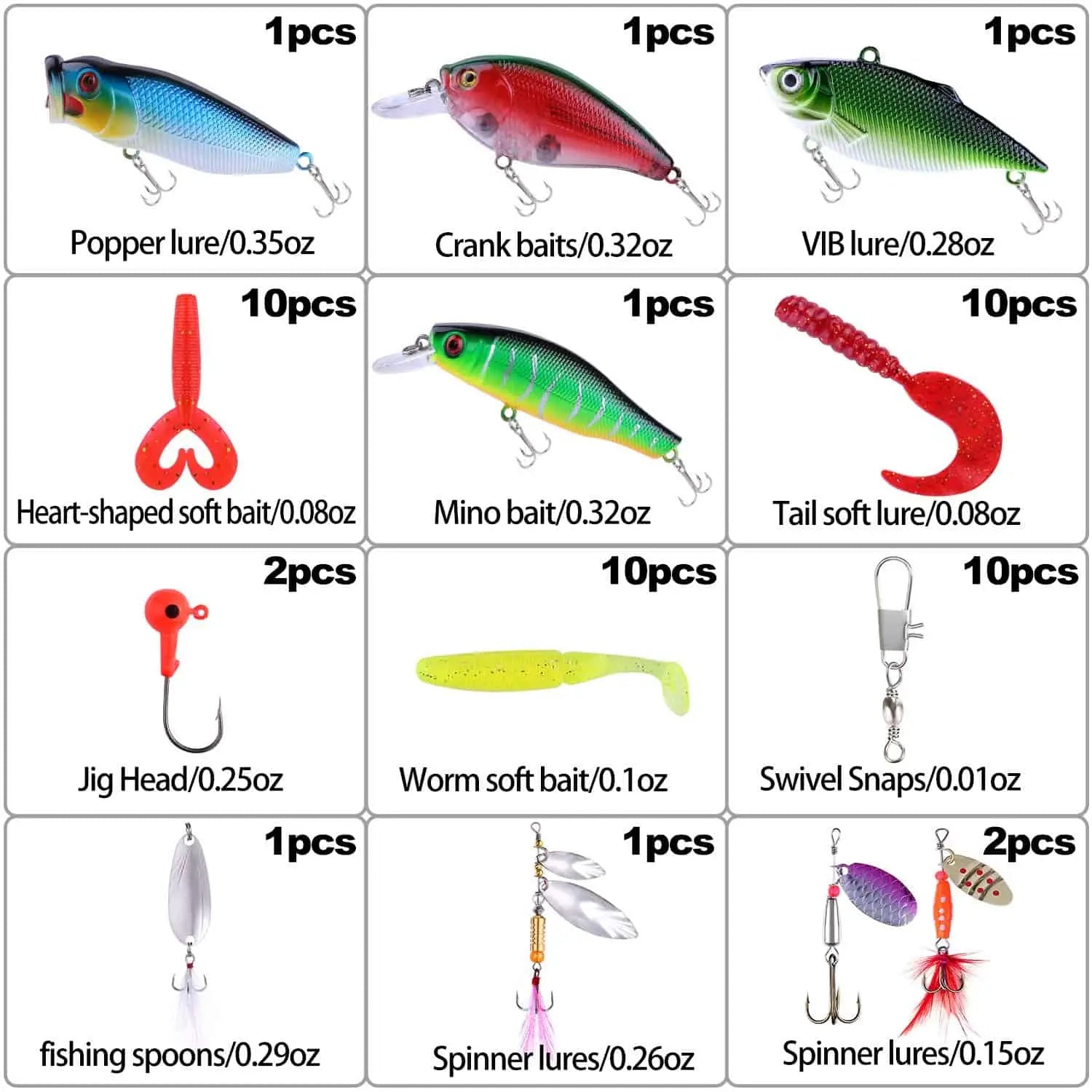 PLUSINNO 51Pcs Fishing Lures Kit