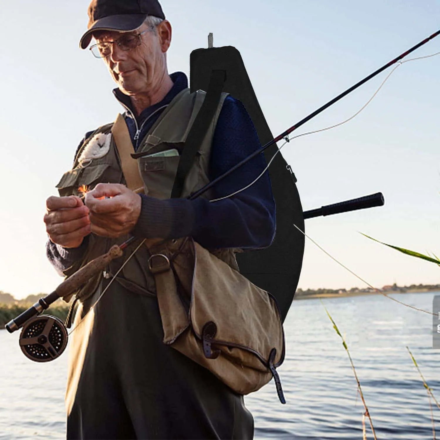 PLUSINNO Canne à pêche à la mouche en graphite ultra-portable légère 4 pièces