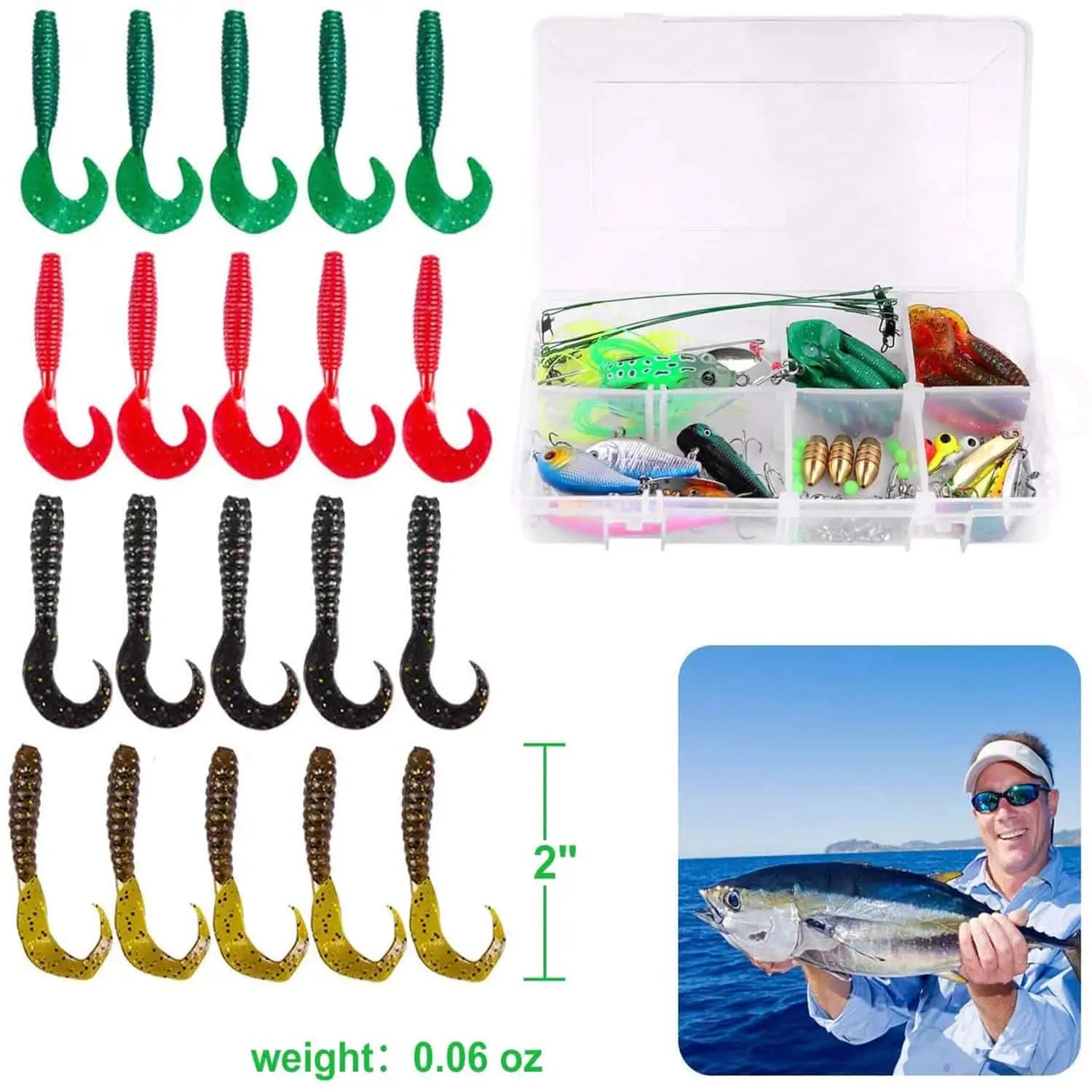 PLUSINNO 67 piezas Kit de señuelos de pesca