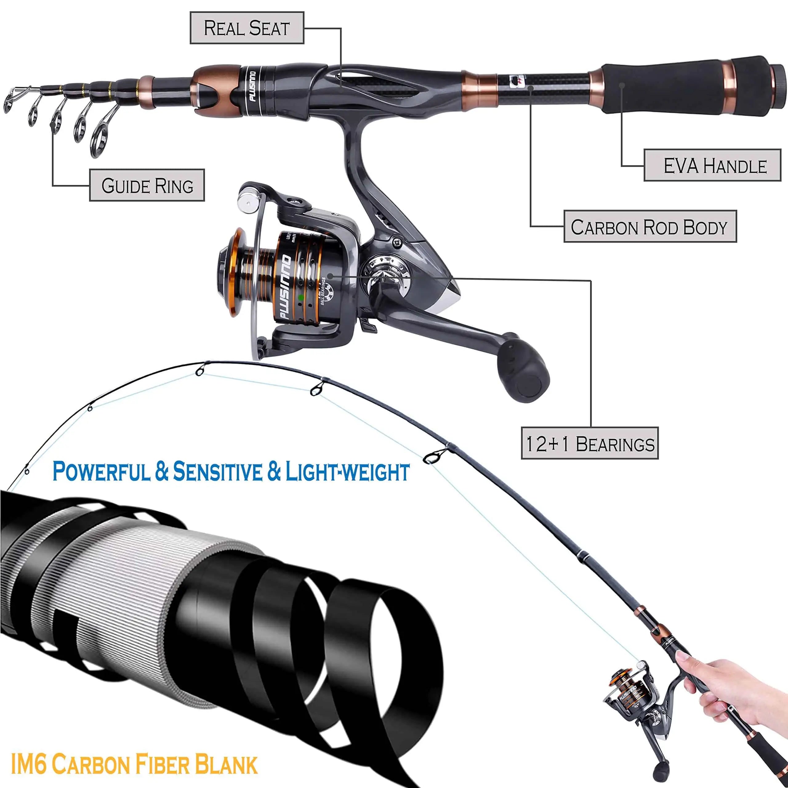 PLUSINNO Eagle Hunting Ⅶ Telescopic Fishing Rods and Reel Combos