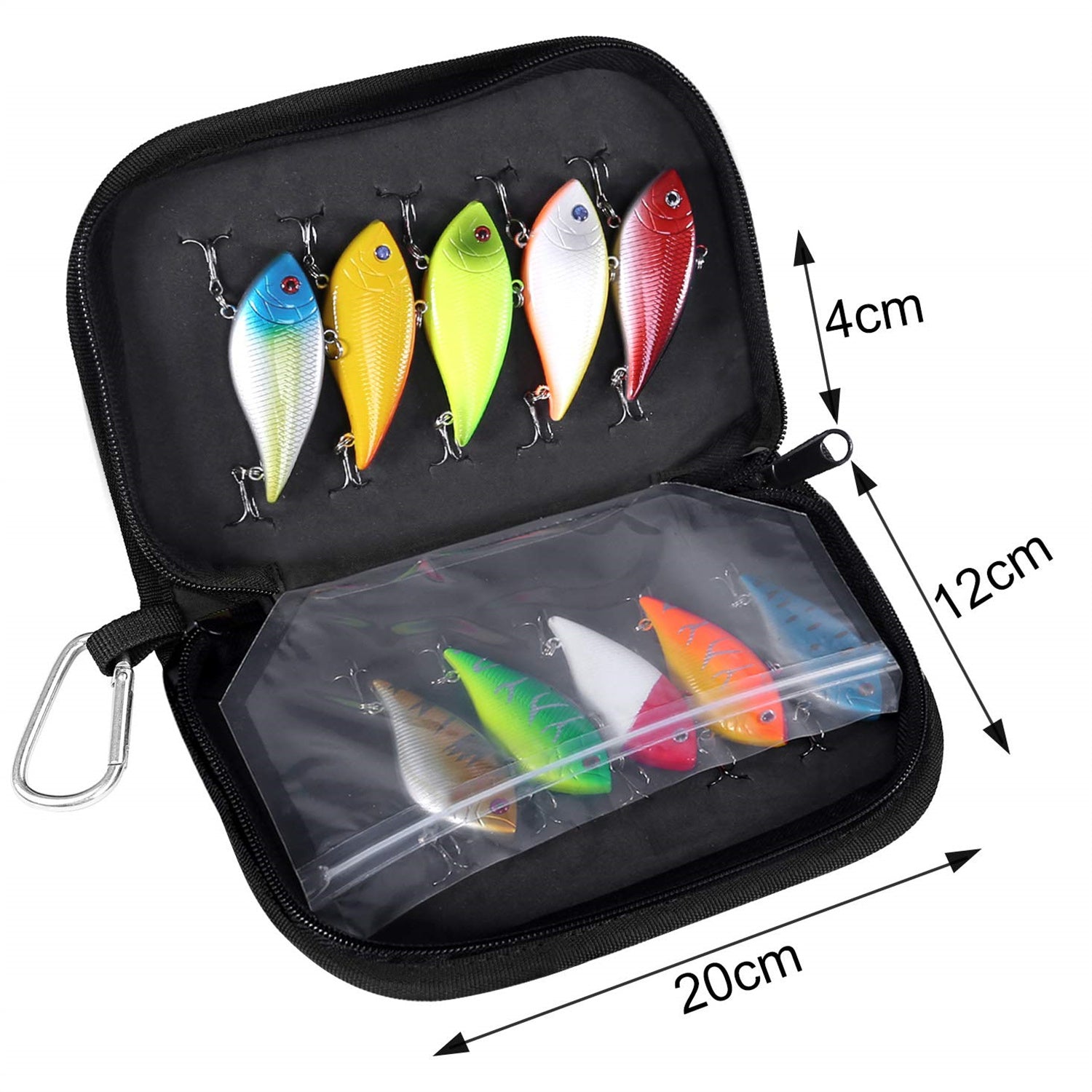 PLUSINNO 10pcs VIB Fishing Lures with Portable Carry Bag