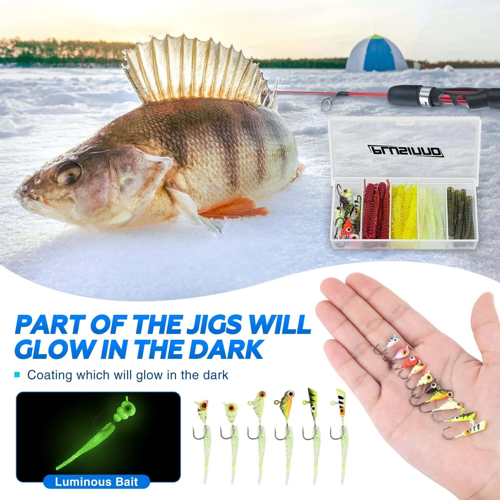 PLUSINNO ICE Ⅲ Ice Fishing Rod and Reel Combos Full Kit