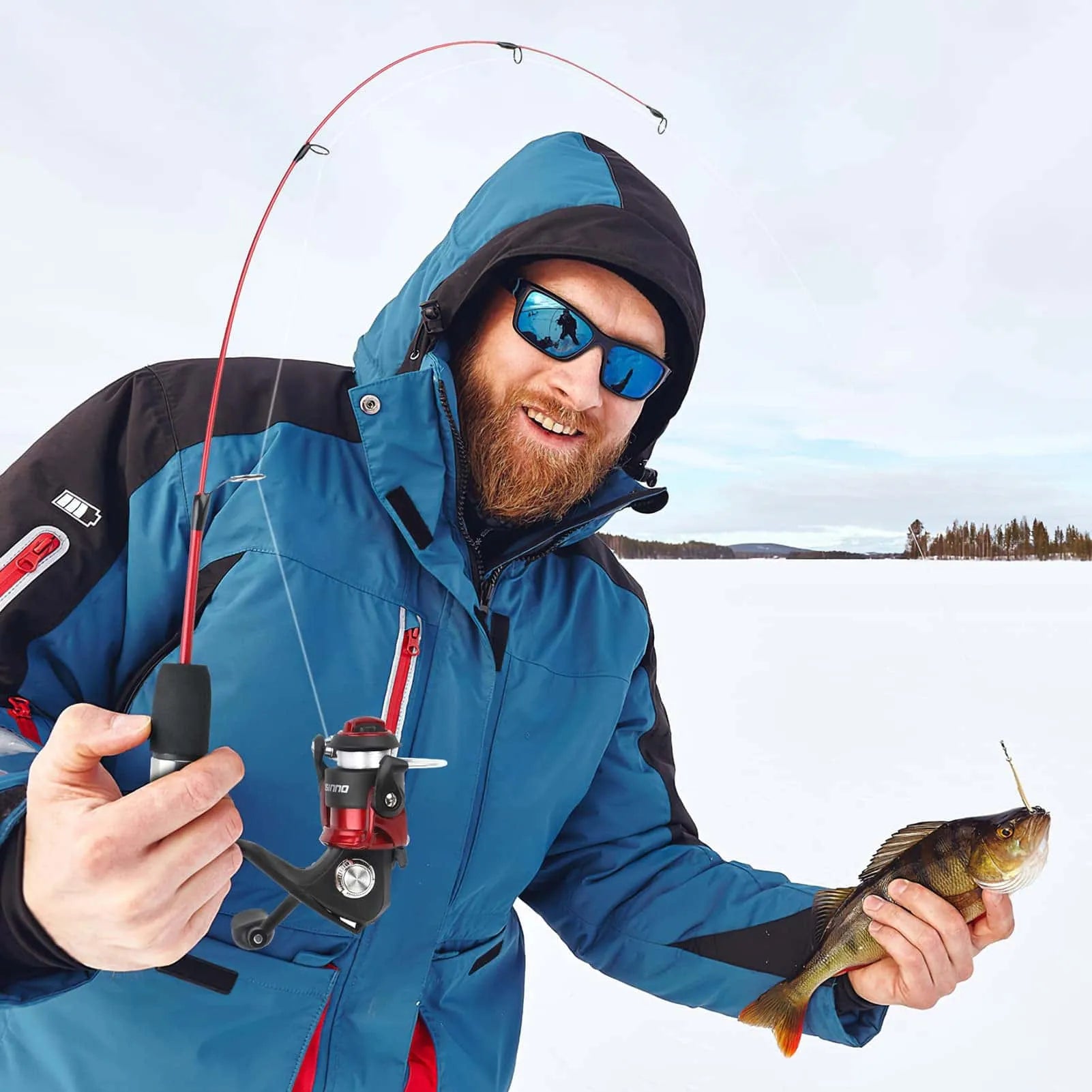 PLUSINNO ICE Ⅲ Canne à pêche sur glace et moulinet Combos Kit complet