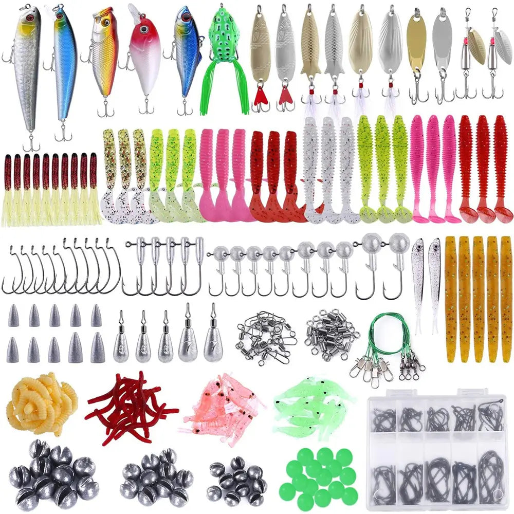 PLUSINNO Fishing Lures for 12 Rigs, Fishing Tackle Box with Tackle Included  Crankbaits, Spoon, Hooks, Weights and More Fishing Accessories, 353 Pcs