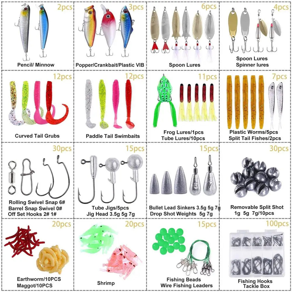 PLUSINNO 302Pcs Fishing Lures Kit