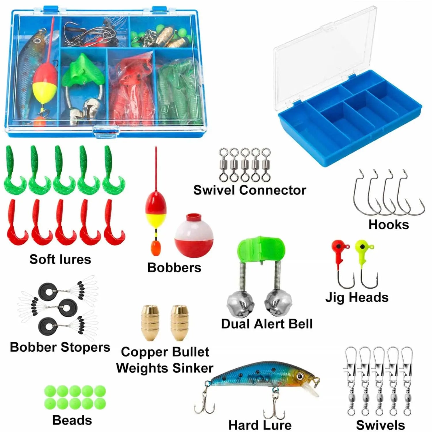 PLUSINNO KFR2 Kinder-Angelruten-Kombi-Komplettset mit Tasche