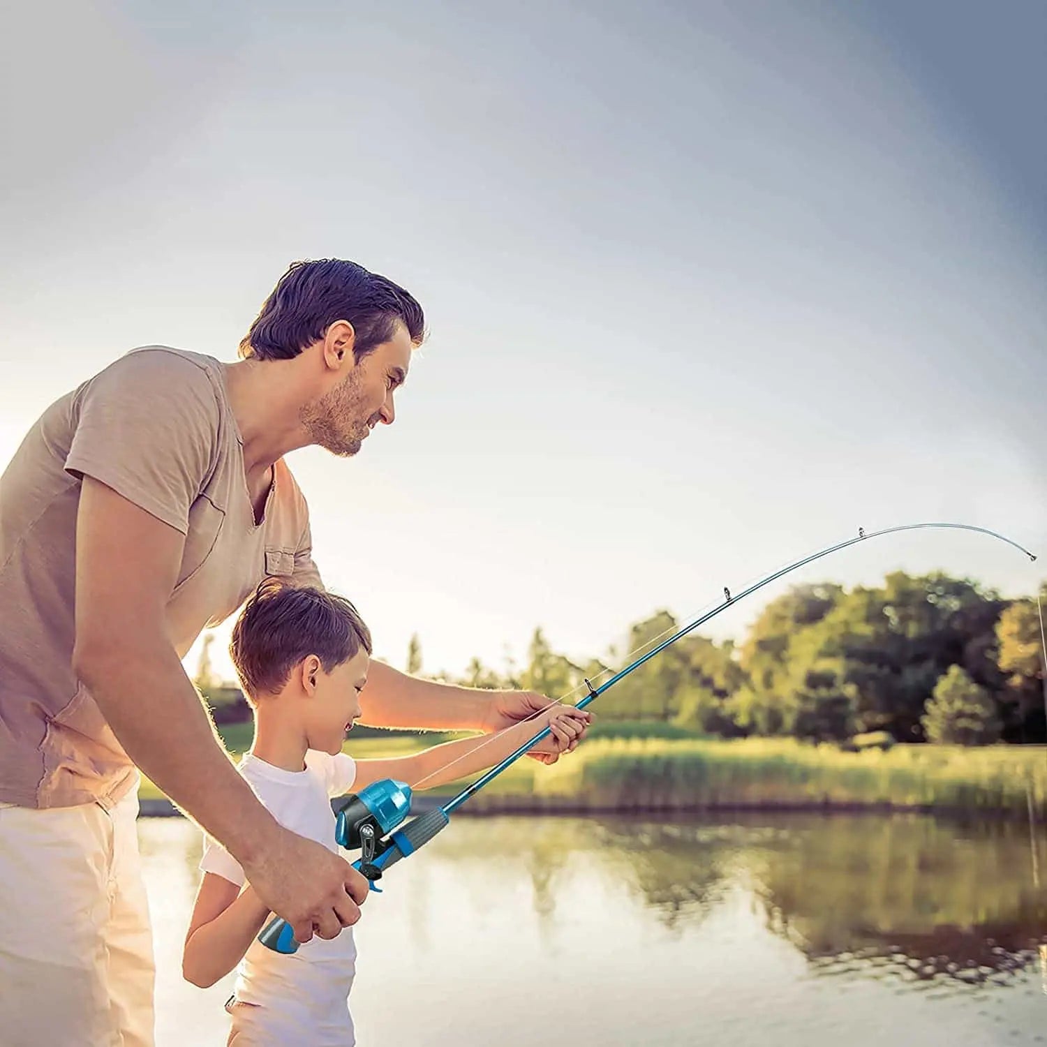 PLUSINNO KFR2 Kit complet de cannes à pêche pour enfants avec sac