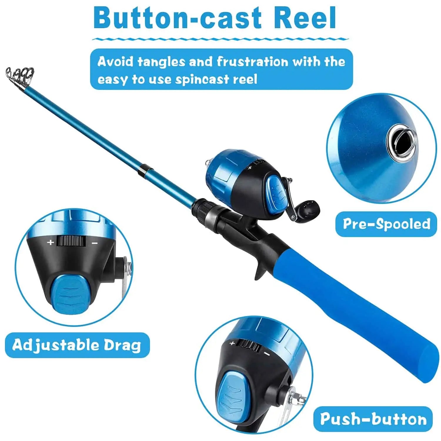 EXCLUZO Portable Telescopic Fishing Rod and Reel Combo for Kids