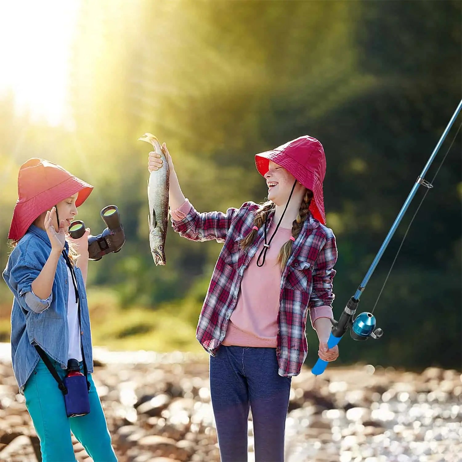 PLUSINNO KFR1 Kit complet de cannes à pêche pour enfants avec sac