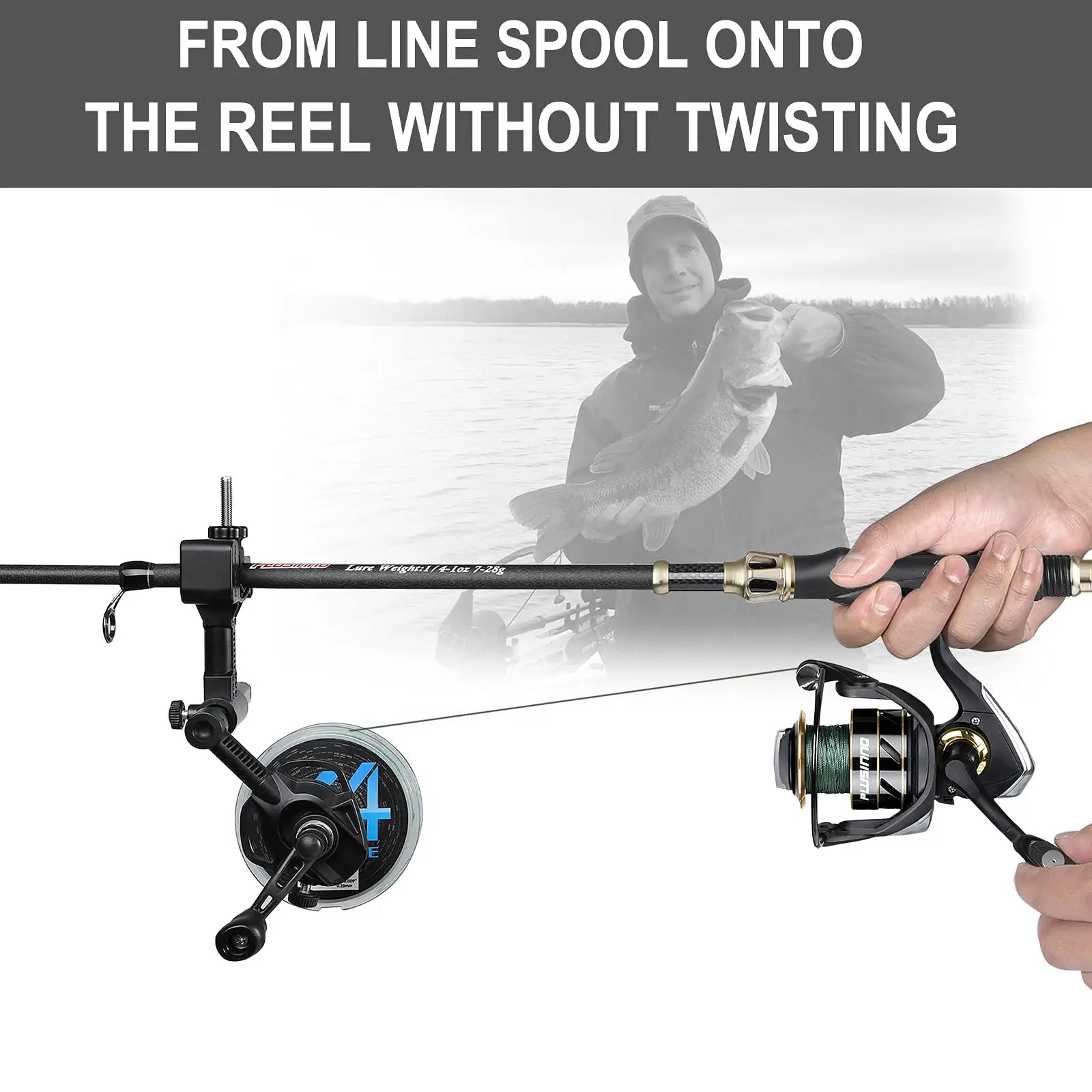 aid to spool fishing line without twist PLUSINNO FLS2 Fishing Line Spooler with Unwinding Function – Plusinno